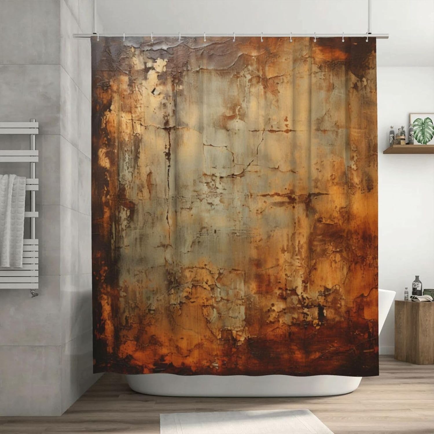 TIYAANDSY Abstract Design Waterproof Shower Curtain Set 72x72in