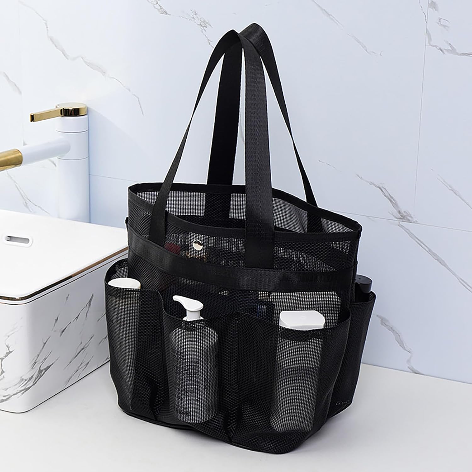 Portable Mesh Shower Caddy with 8 Deep Pockets 1