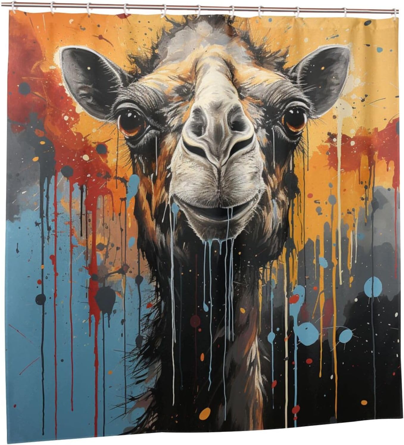 Boho Camel Shower Curtain Set 72x72in