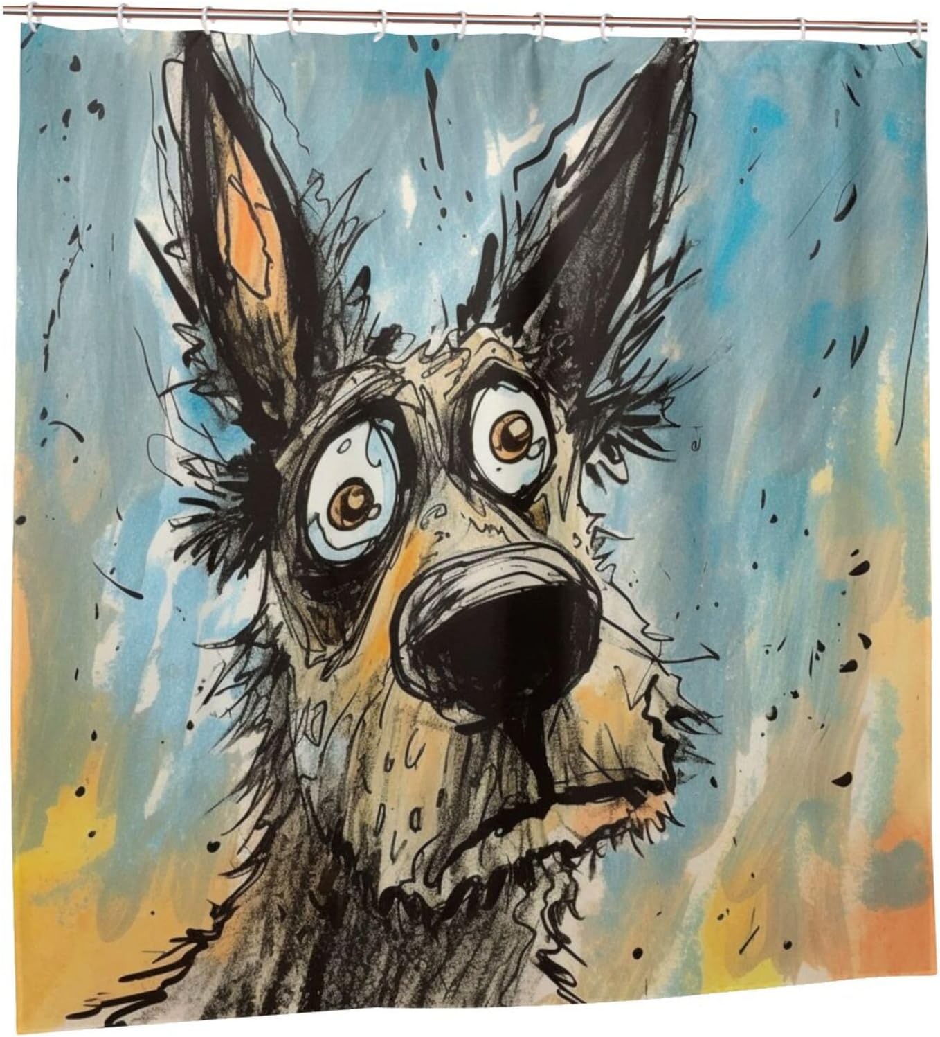 TIYAANDSY Cartoon Dirty Dog Shower Curtain Set 1