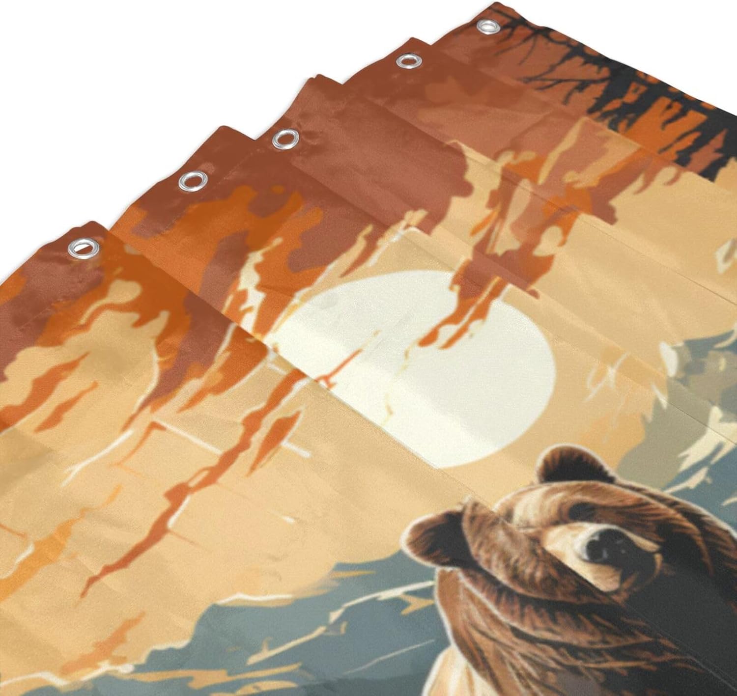 Brown Bear Shower Curtain Set with 12 Hooks 72x72in 1