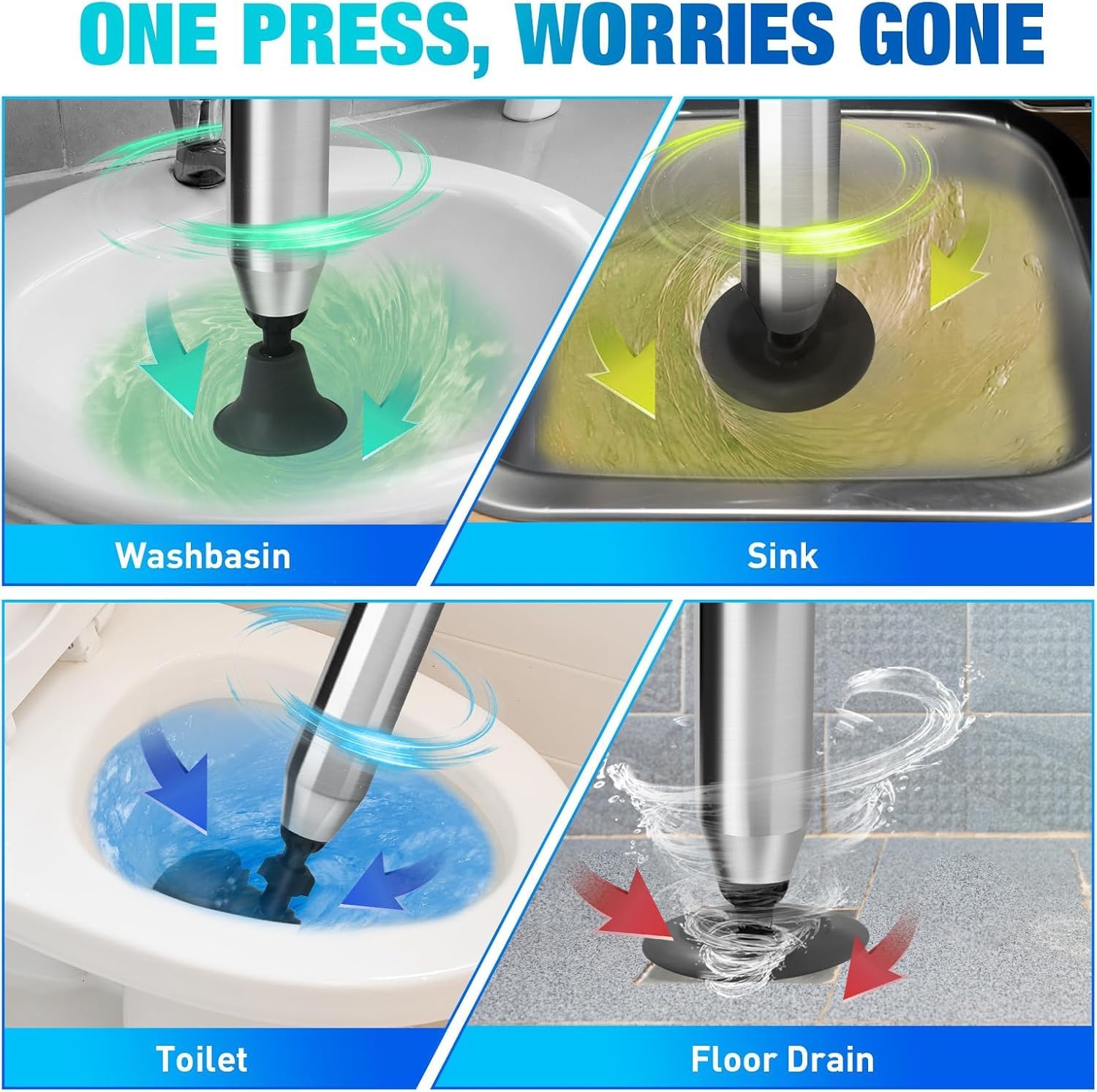 UDXFYS High Pressure Toilet Plunger with Barometer