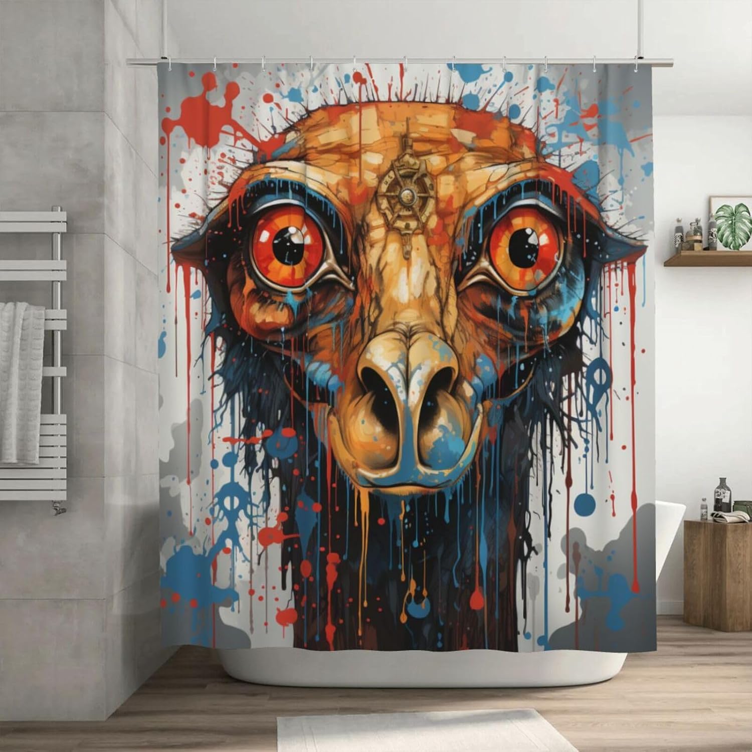 Boho Camel Shower Curtain Set with 12 Hooks 72x72in