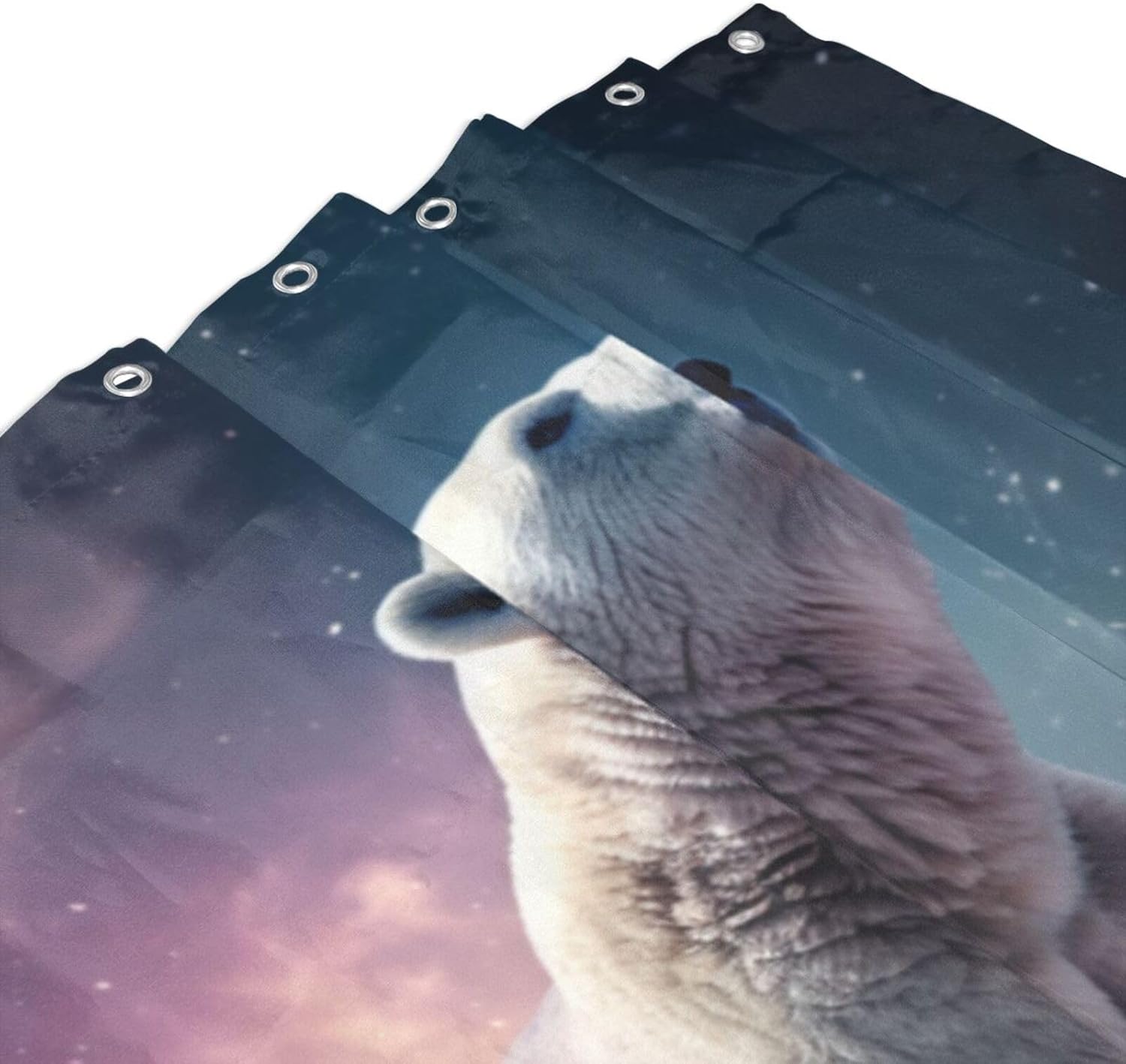 White Polar Bear Shower Curtain Set with 12 Hooks 72x72in