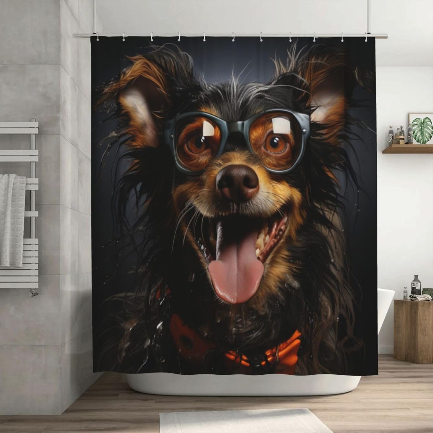 Cute Animal Funny Hippie Boho Shower Curtain Set with 12 Hooks 72x72in