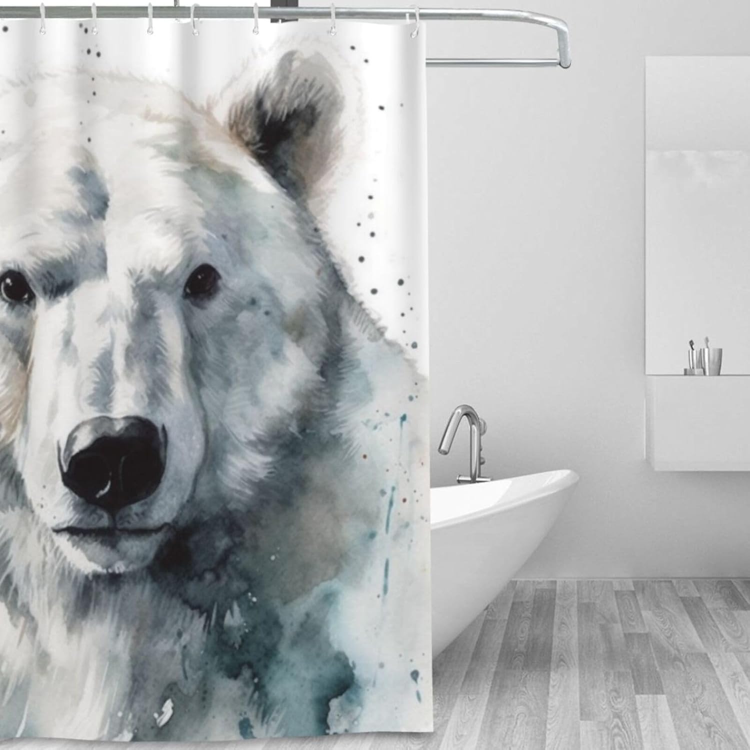 TIYAANDSY Polar Bear Shower Curtain Set 72x72in