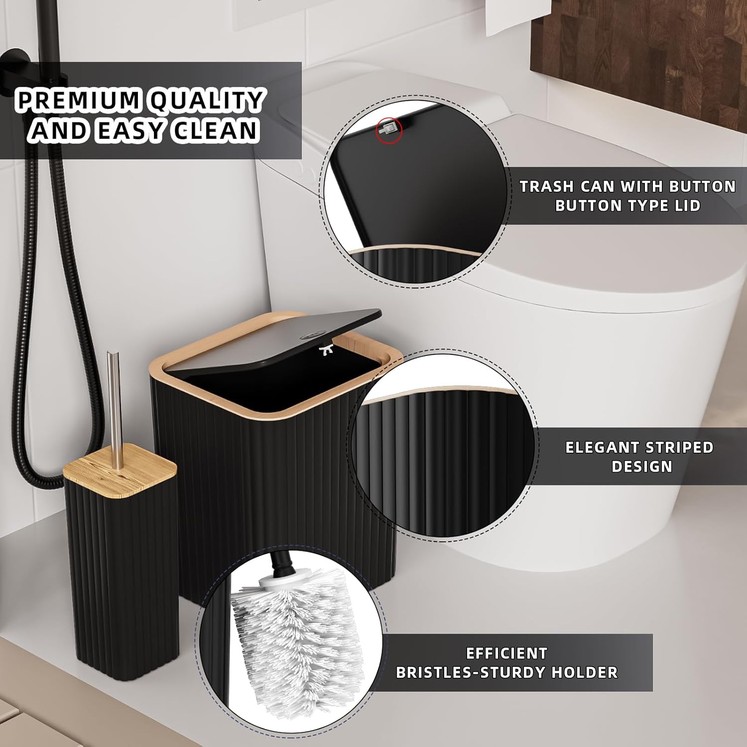XLHOMO 10PC Elegant Black Bathroom Accessories Set