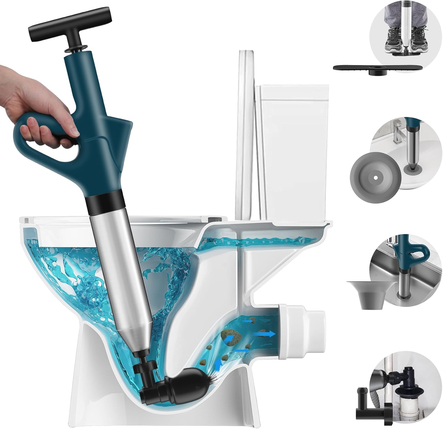 Heavy Duty Toilet Plunger with Visual Gauge