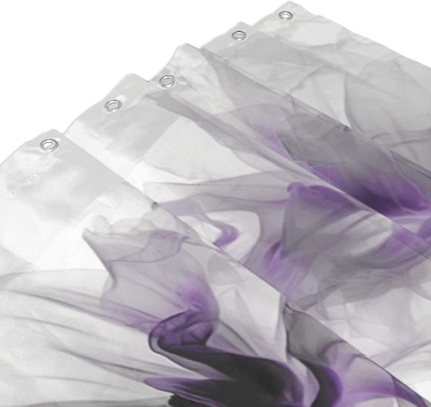 Abstract Flower Shower Curtain Set Dark Purple Boho Waterproof 72x72in with 12 Hooks