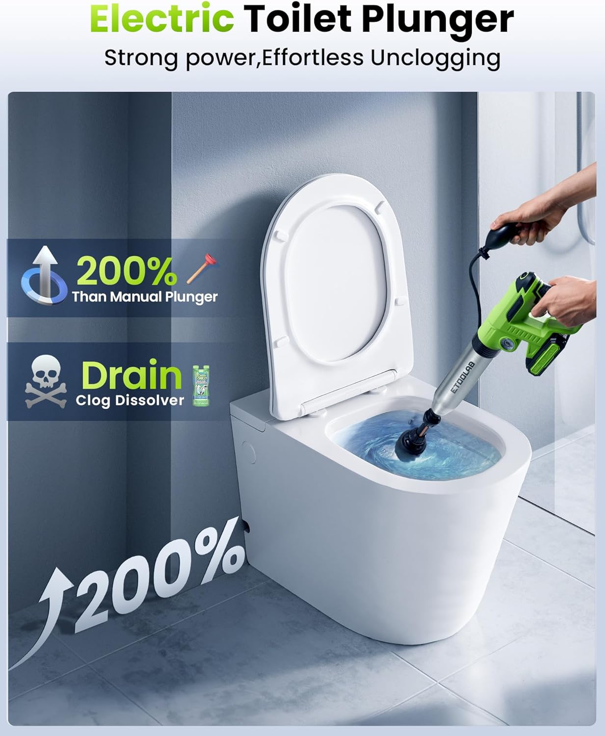 Electric Toilet Plunger Heavy Duty Clog Remover