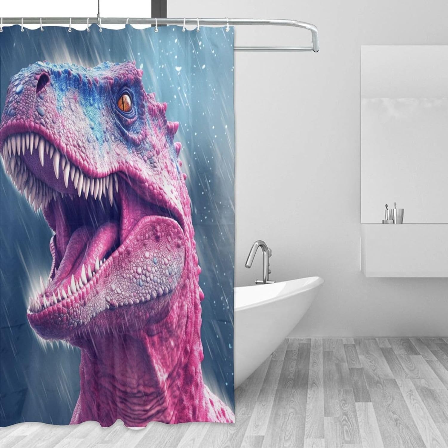 TIYAANDSY Roaring Dinosaur Shower Curtain Set