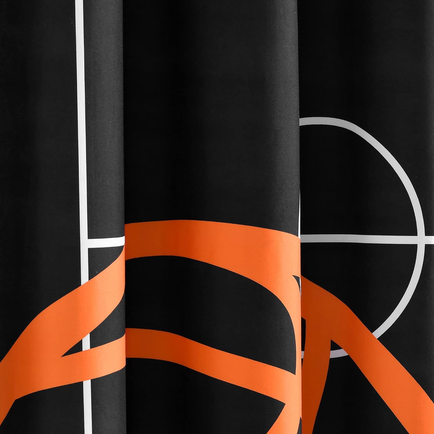 Lush Decor Basketball Game Shower Curtain 72x72 Black Orange