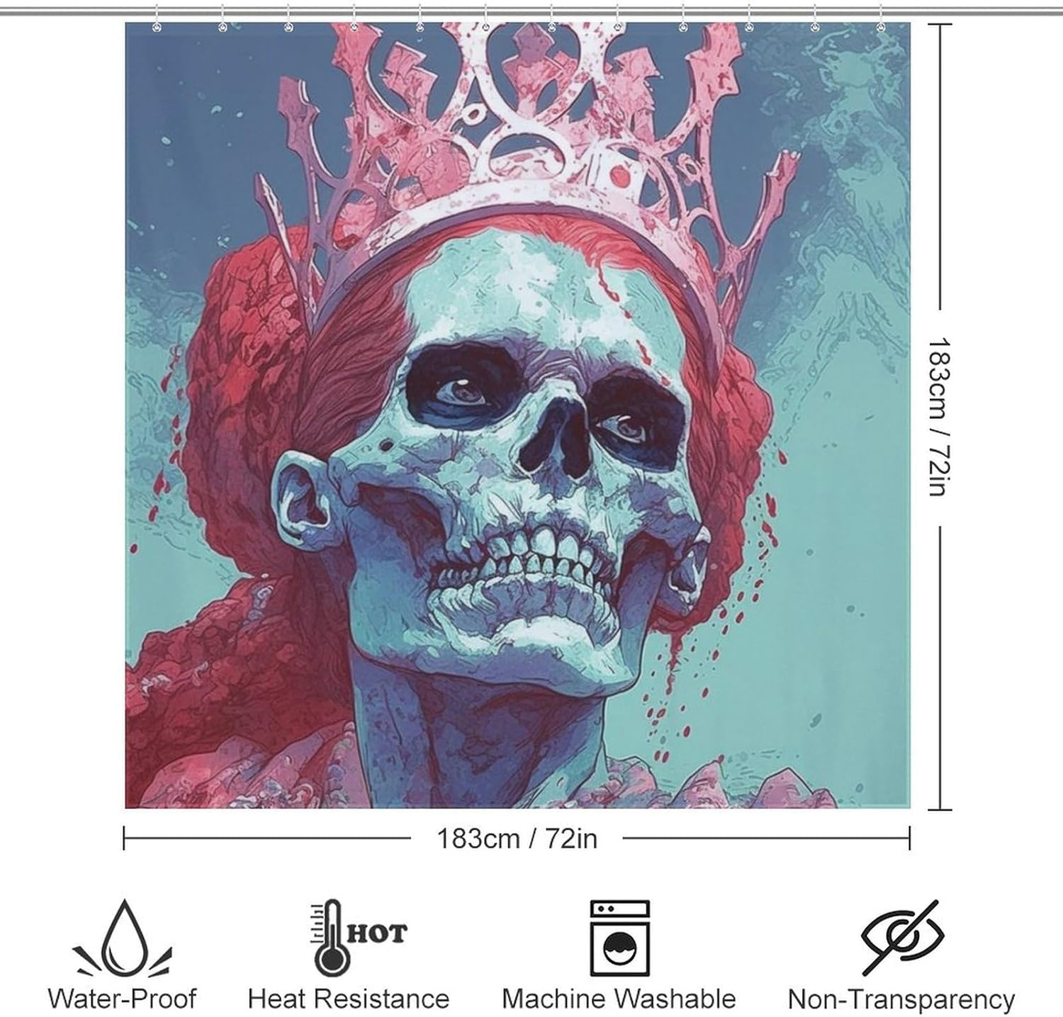 TIYAANDSY Skeleton Queen Shower Curtain Set