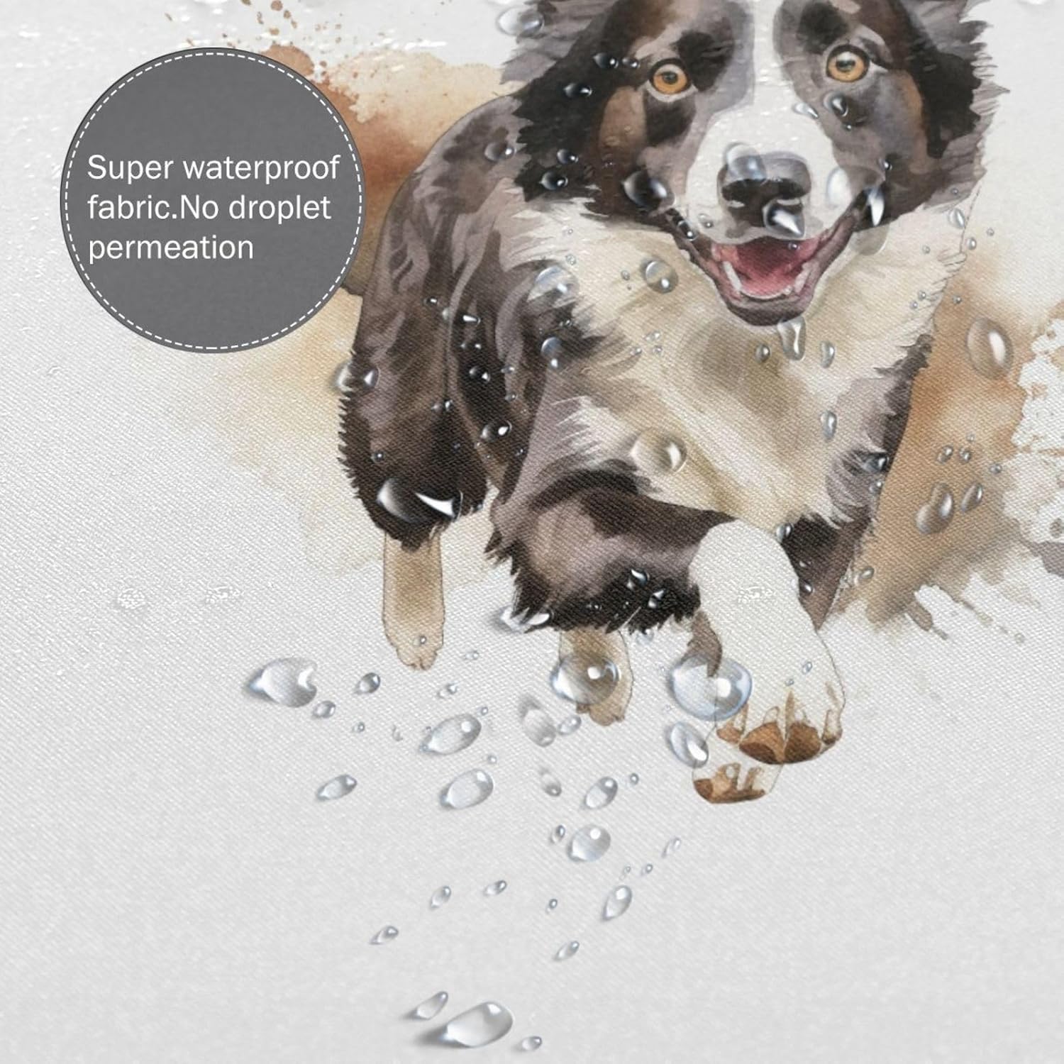 TIYAANDSY Black White Dog Shower Curtain Set 72x72in