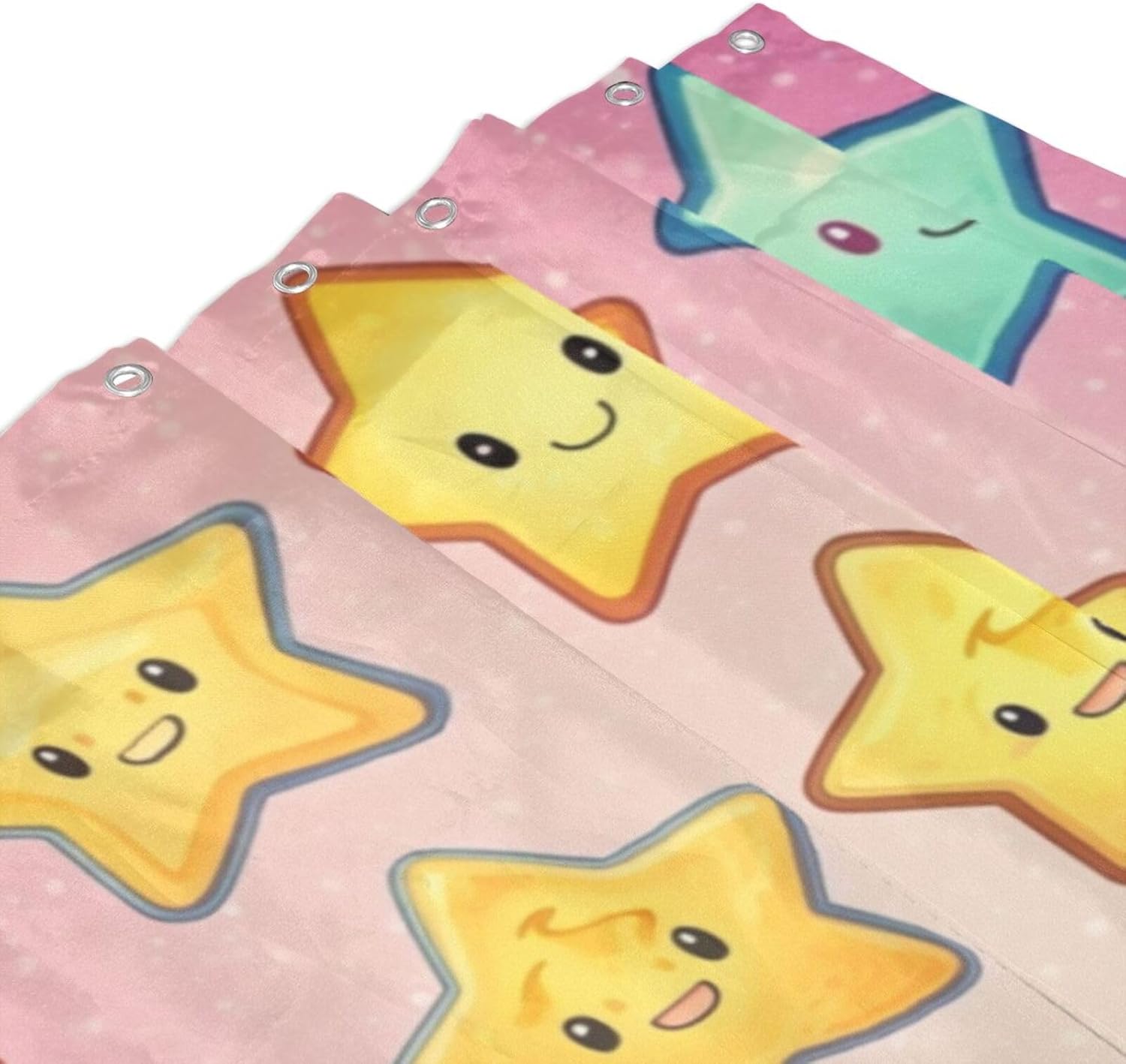 Colorful Cute Cartoon Stars Shower Curtain Set