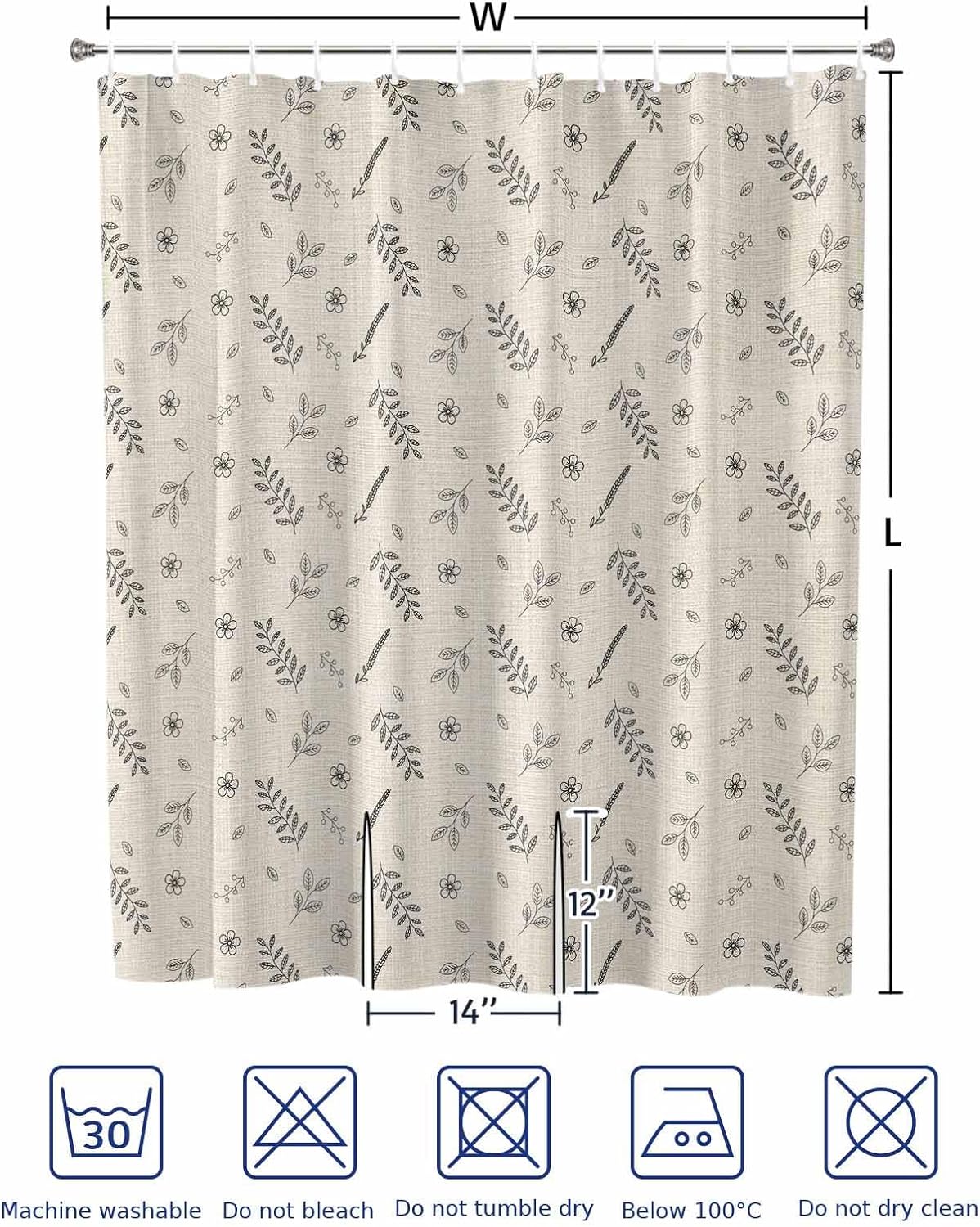 Shijiao Split Shower Curtain with Hooks and 2 Slits