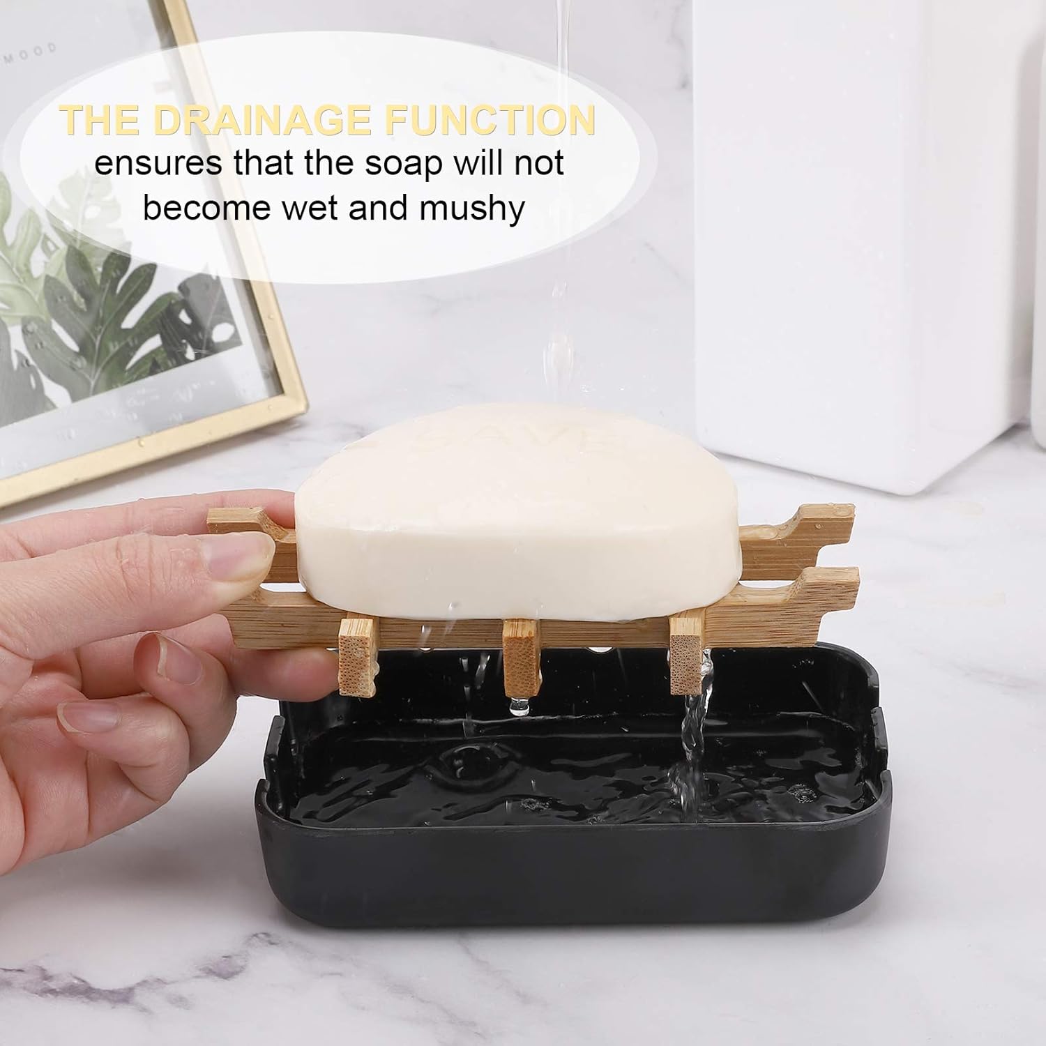 Bamboo Soap Holder with Drainage for Shower