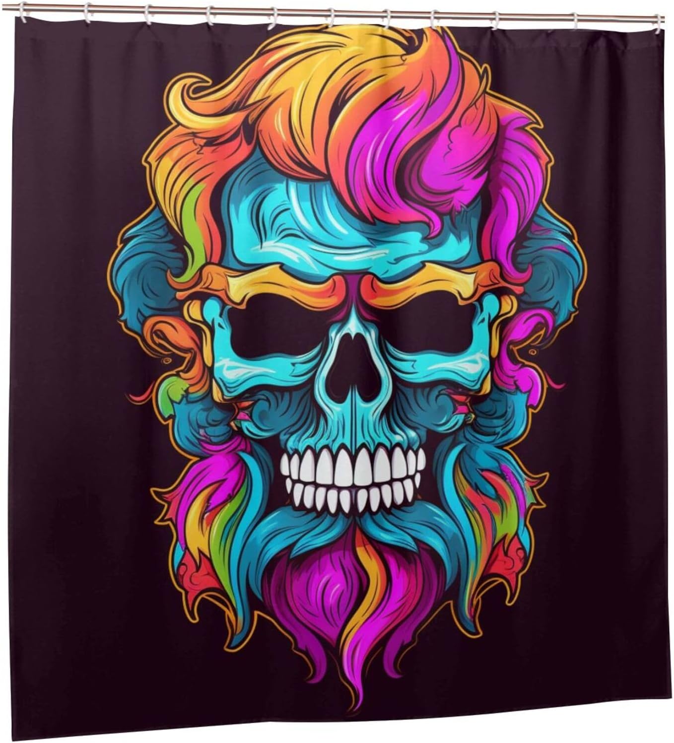 Blue Skull Shower Curtain Set with 12 Hooks 72x72in 1