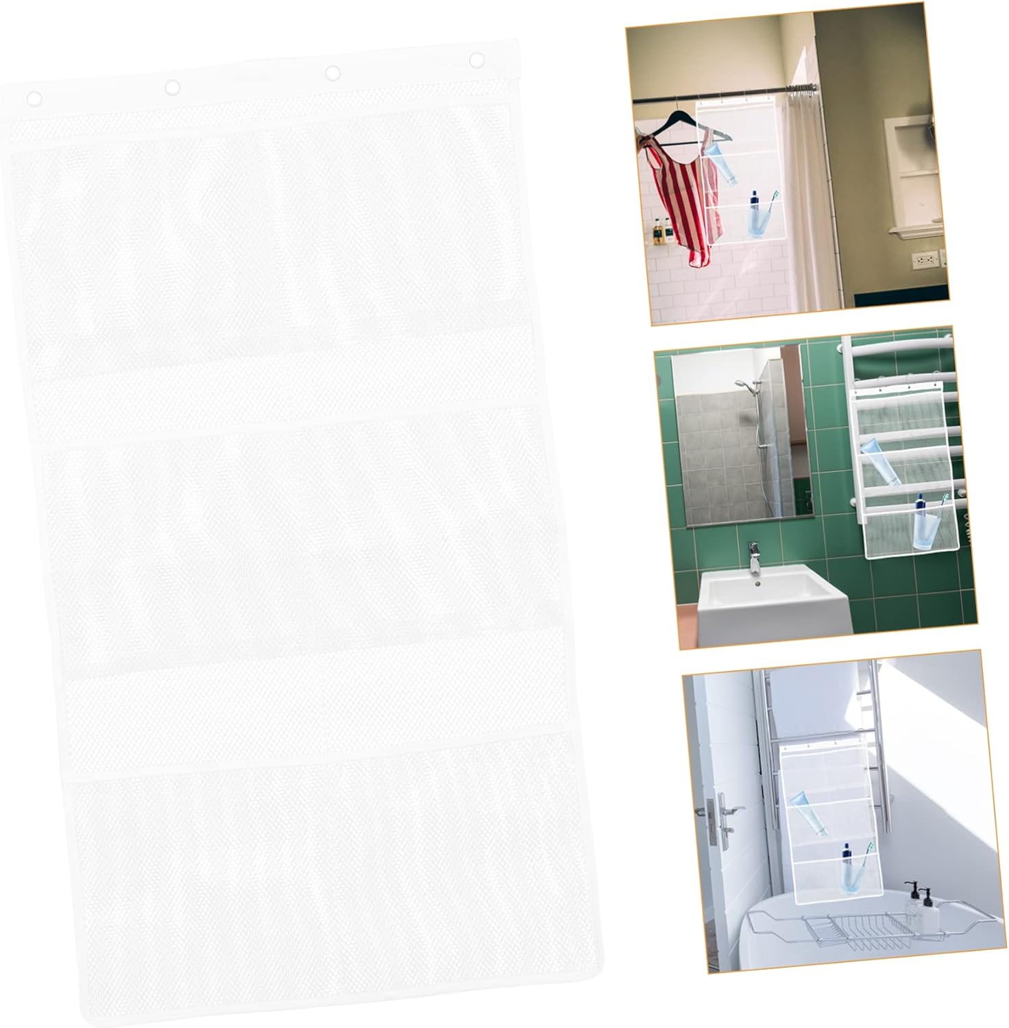 BUGUUYO Easy Install Mesh Shower Organizer Bag 6 Pockets