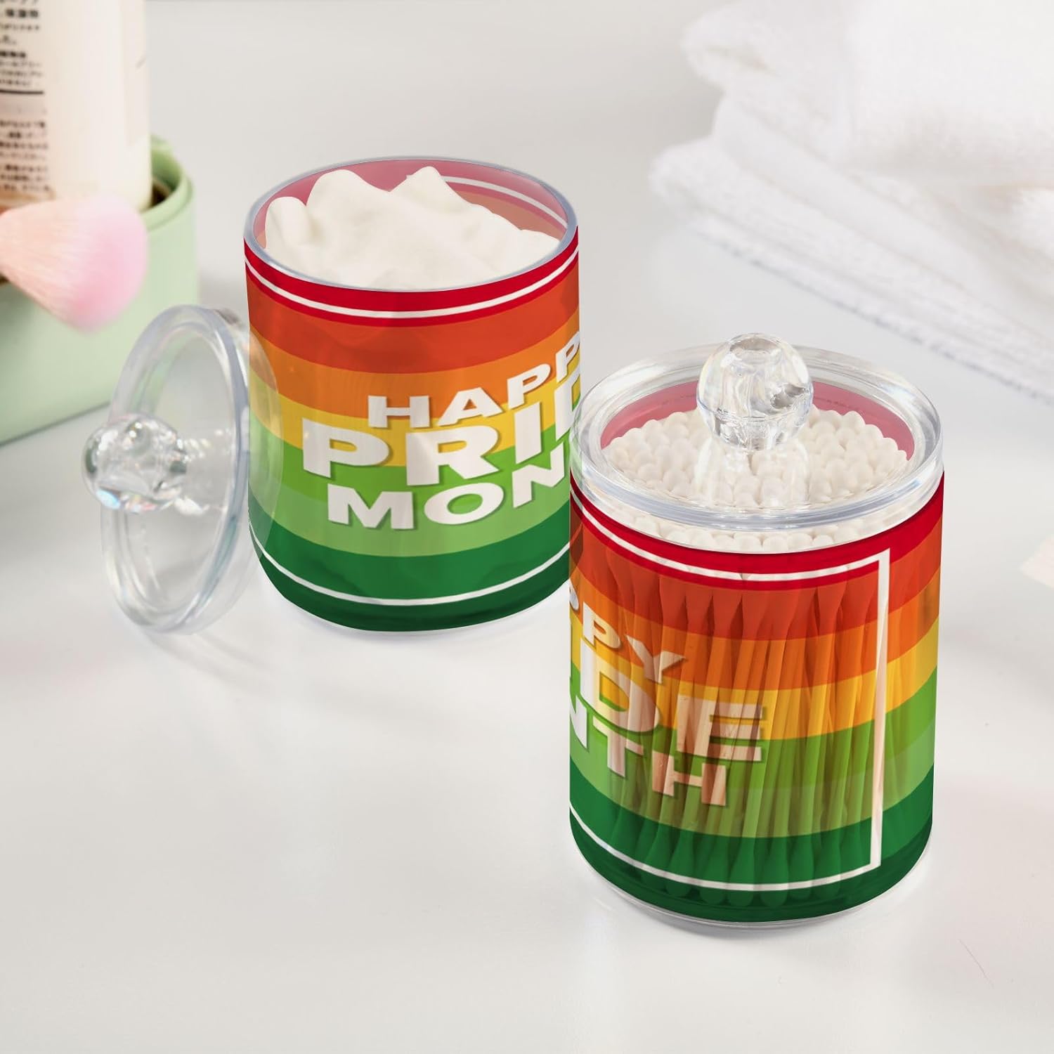 Qilmy Colorful Pride Qtip Holder 2 Pack