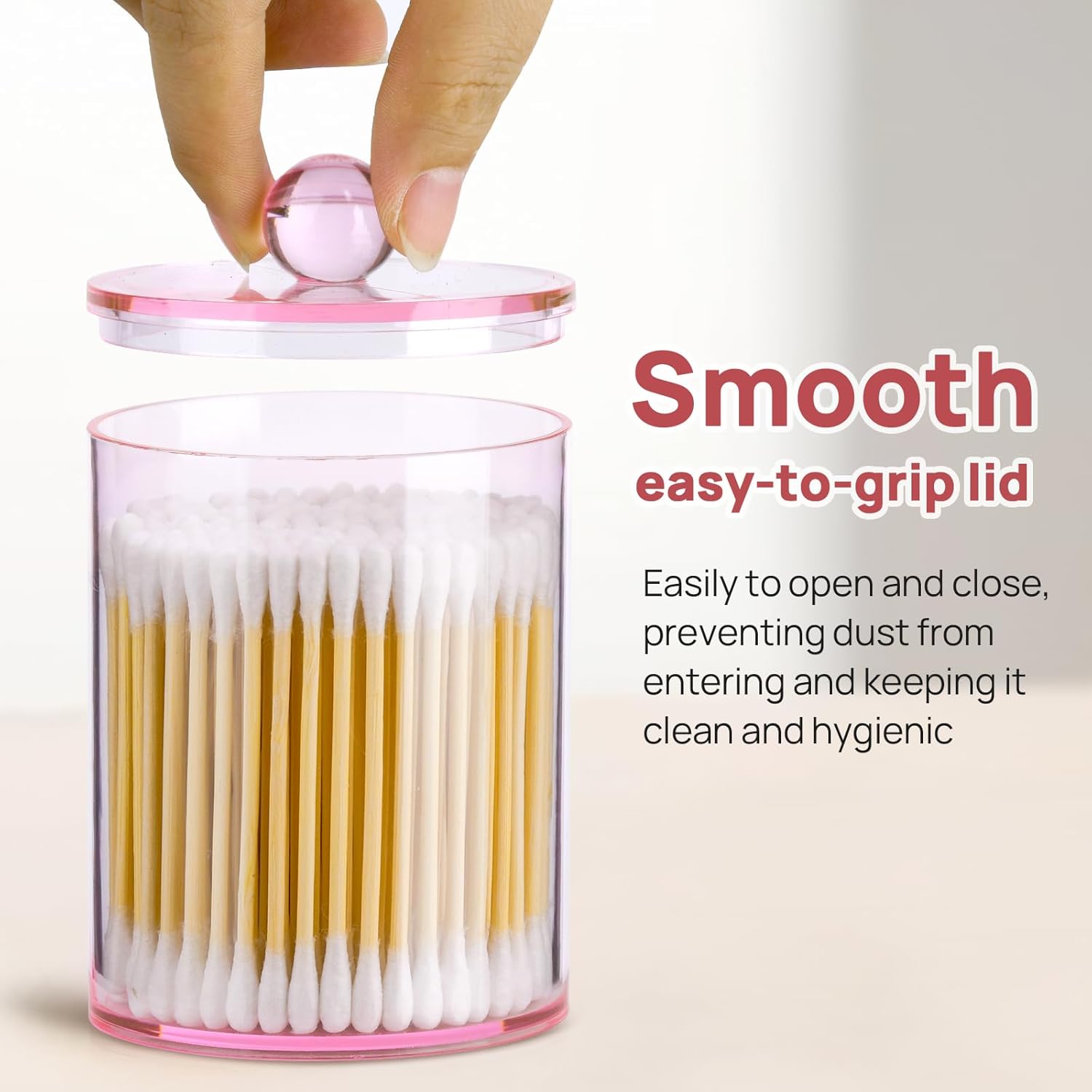 XIPENGKEJI Q-tip Holder Dispenser 2 Pack Pink Bath Organizer