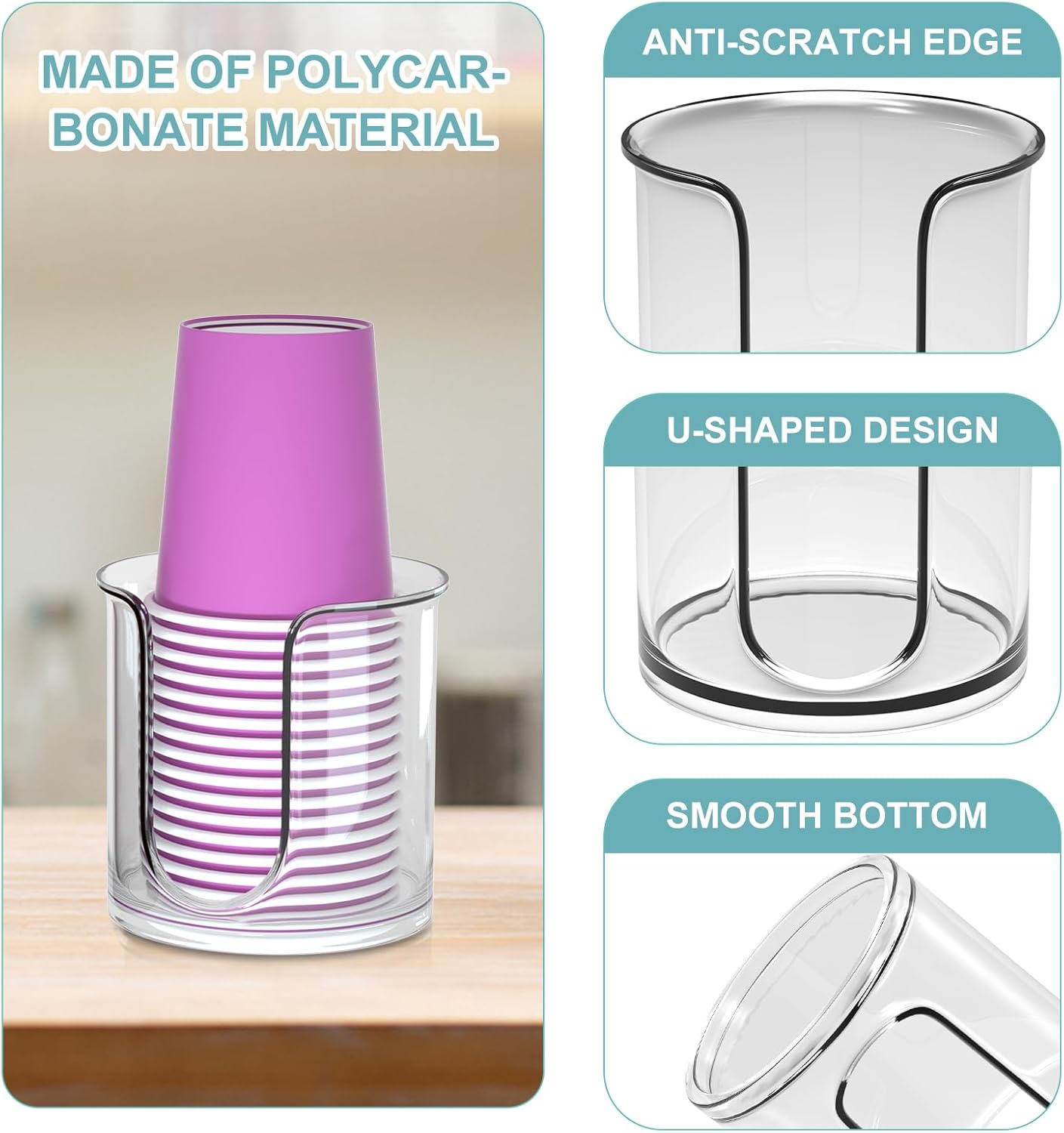 2 Pack Clear Bathroom Cup Dispenser for 3oz Cups