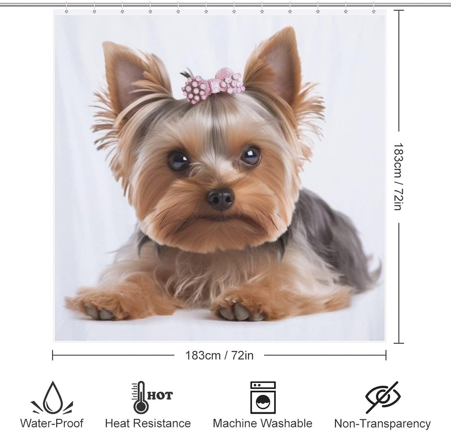 Brown Black Dog Shower Curtain Set with 12 Hooks 72x72in 1