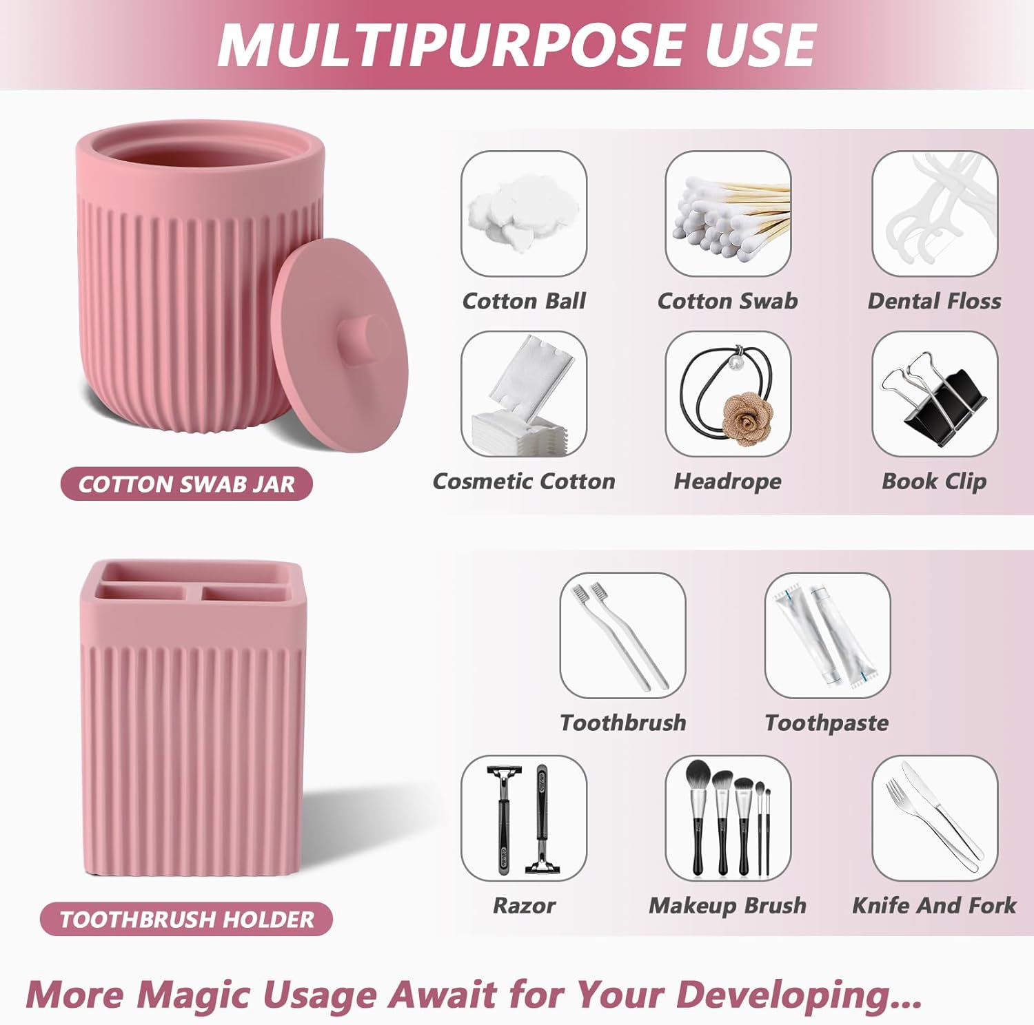 XLHOMO Resin Pink Bathroom Accessory Set 5 Pcs