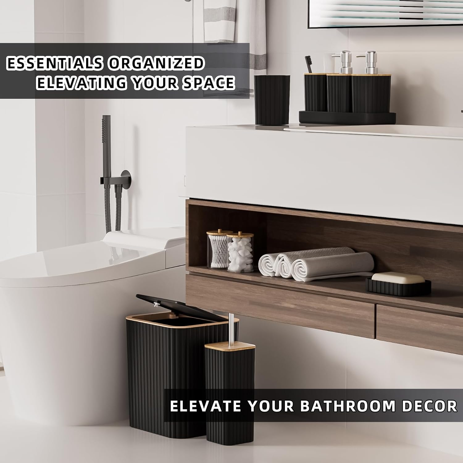 XLHOMO 10PC Elegant Black Bathroom Accessories Set