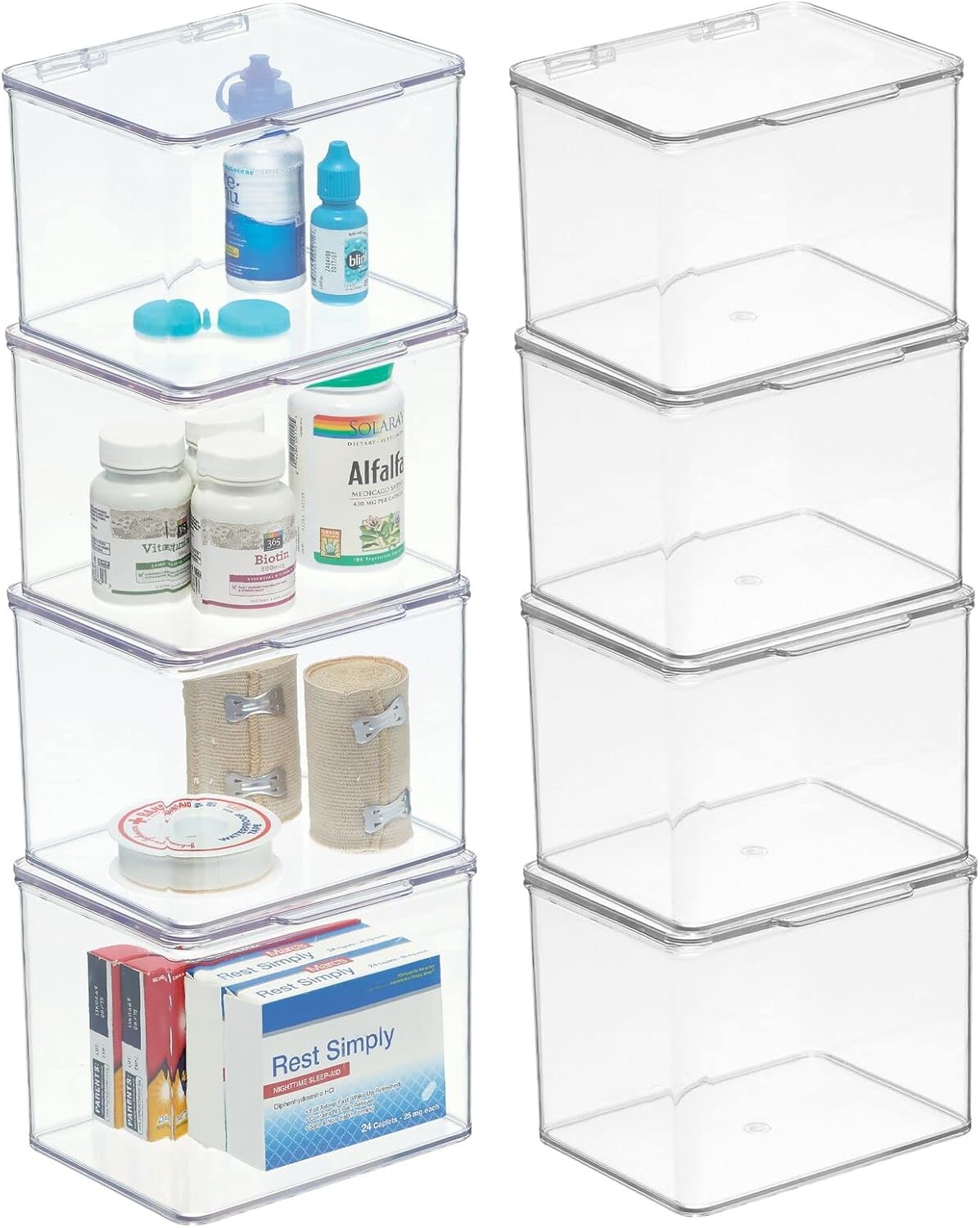 mDesign Clear Plastic Storage Canisters 8 Pack