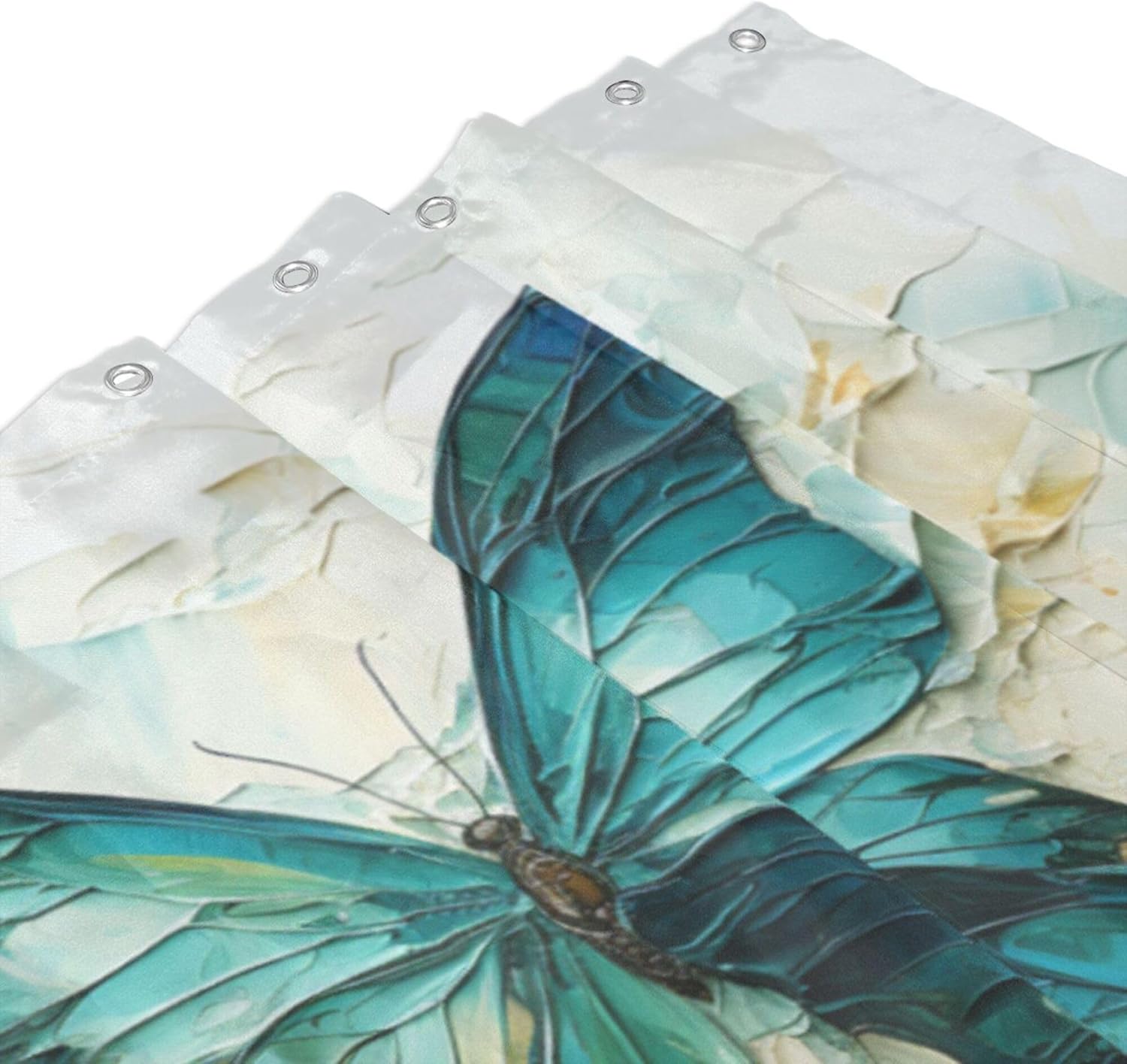 Green Blue Butterfly Shower Curtain Set 72x72in