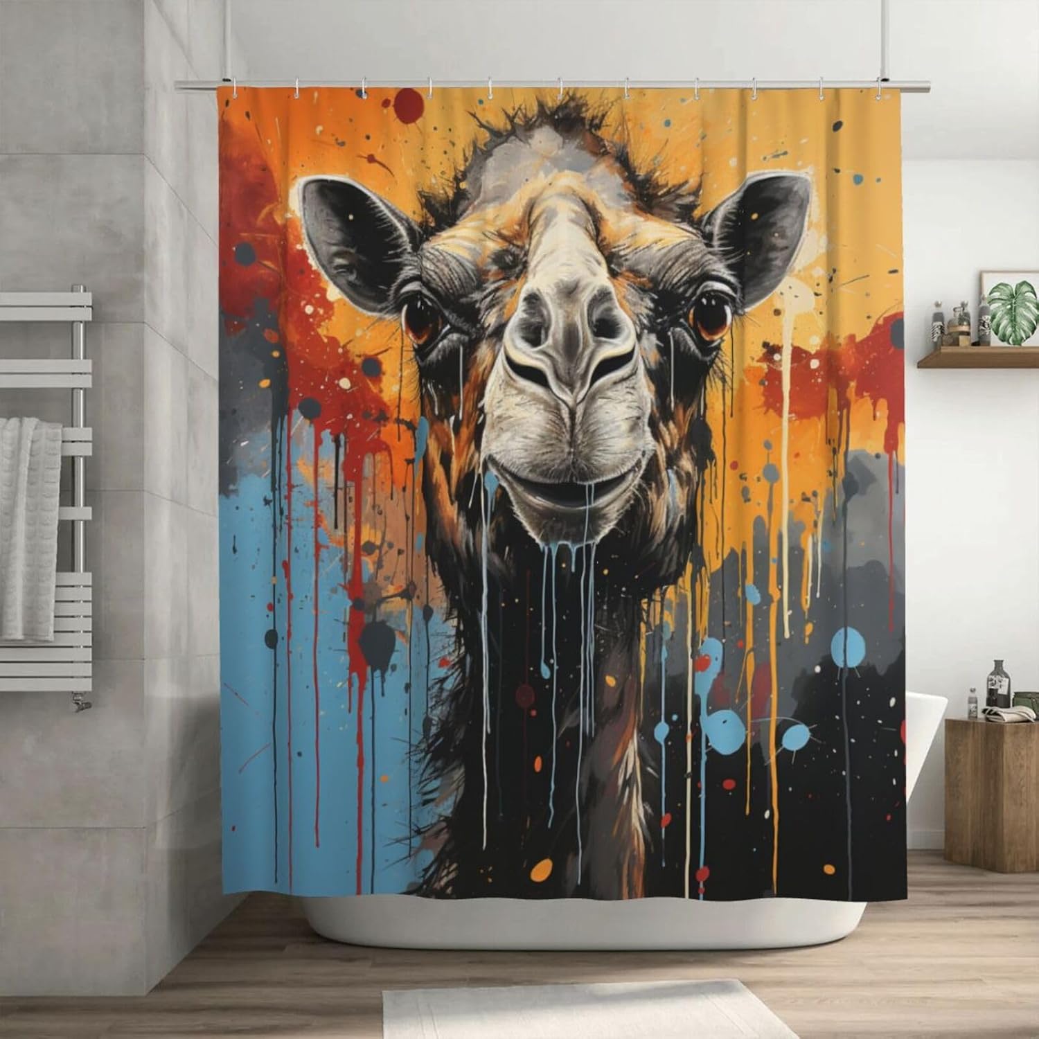 Boho Camel Shower Curtain Set 72x72in
