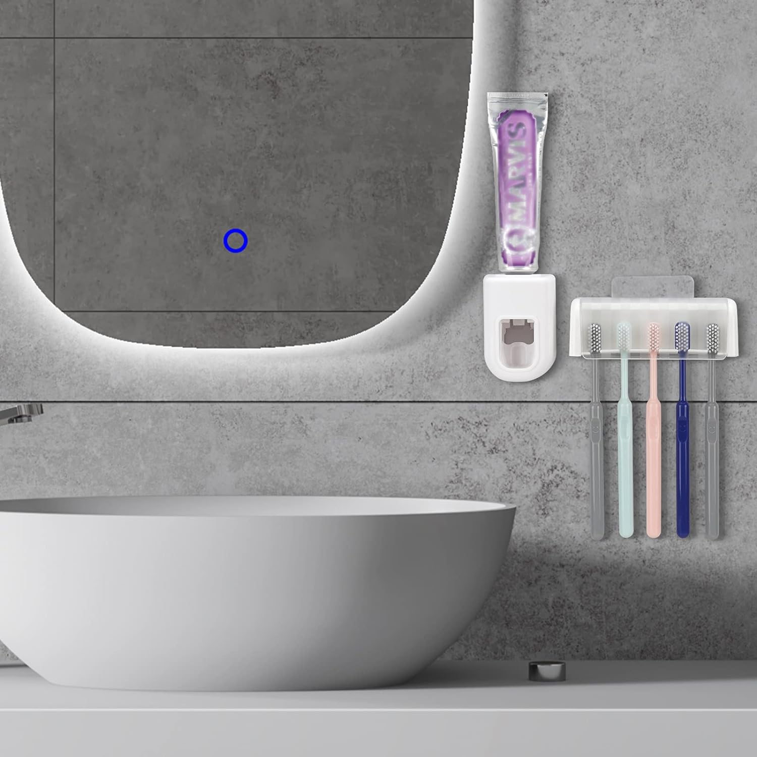 LUEXBOX 5 Slots Wall Mounted Toothbrush Holder with Cover
