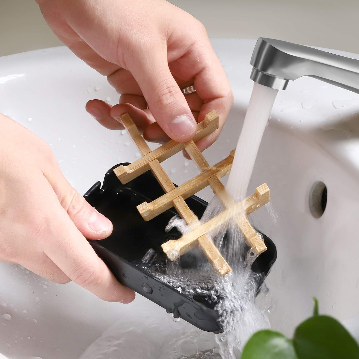Bamboo Soap Holder with Drainage for Shower