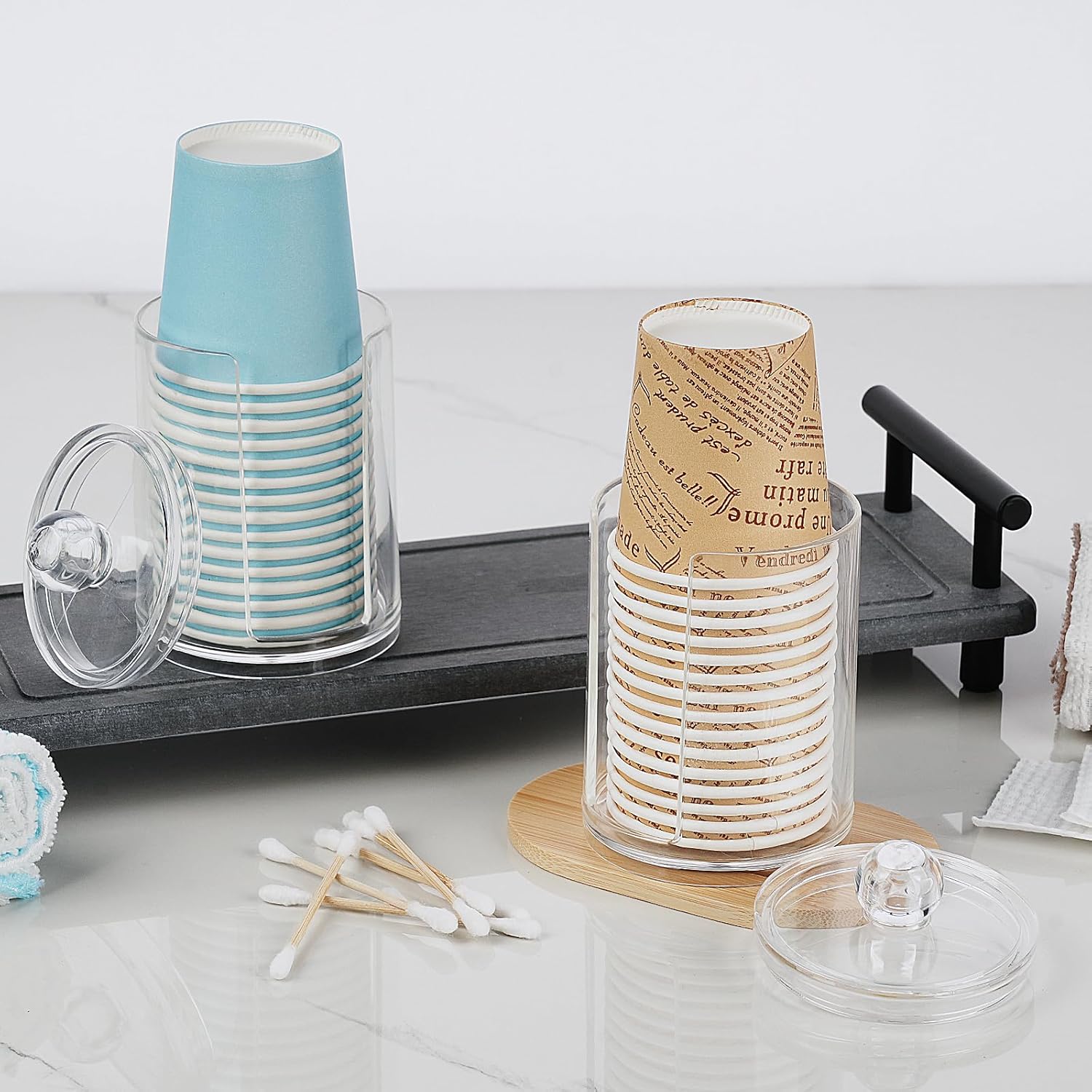 2-Pack Small Bathroom Cup Dispenser for 3-4 oz Cups