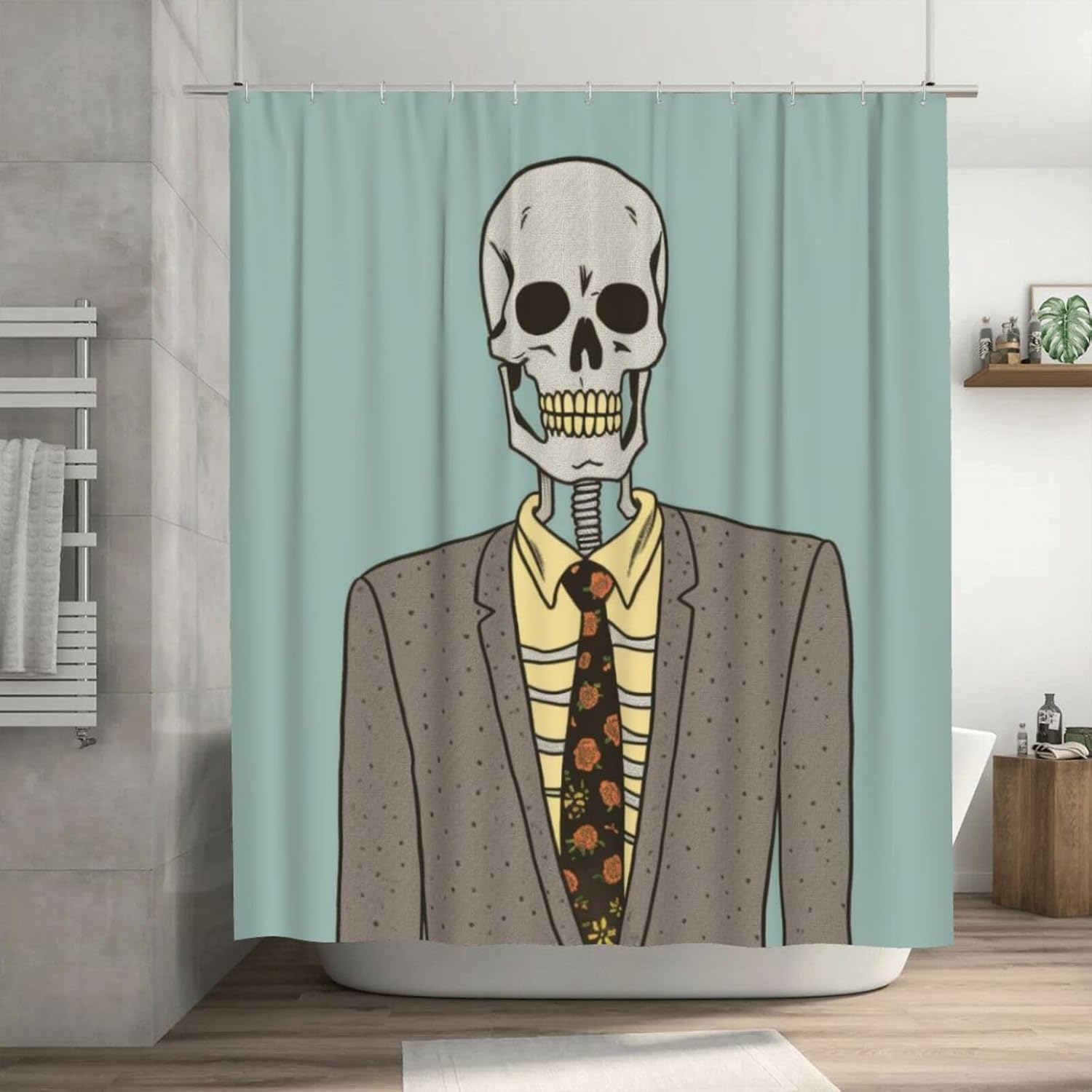 TIYAANDSY Boho Skull Shower Curtain Set 72x72in