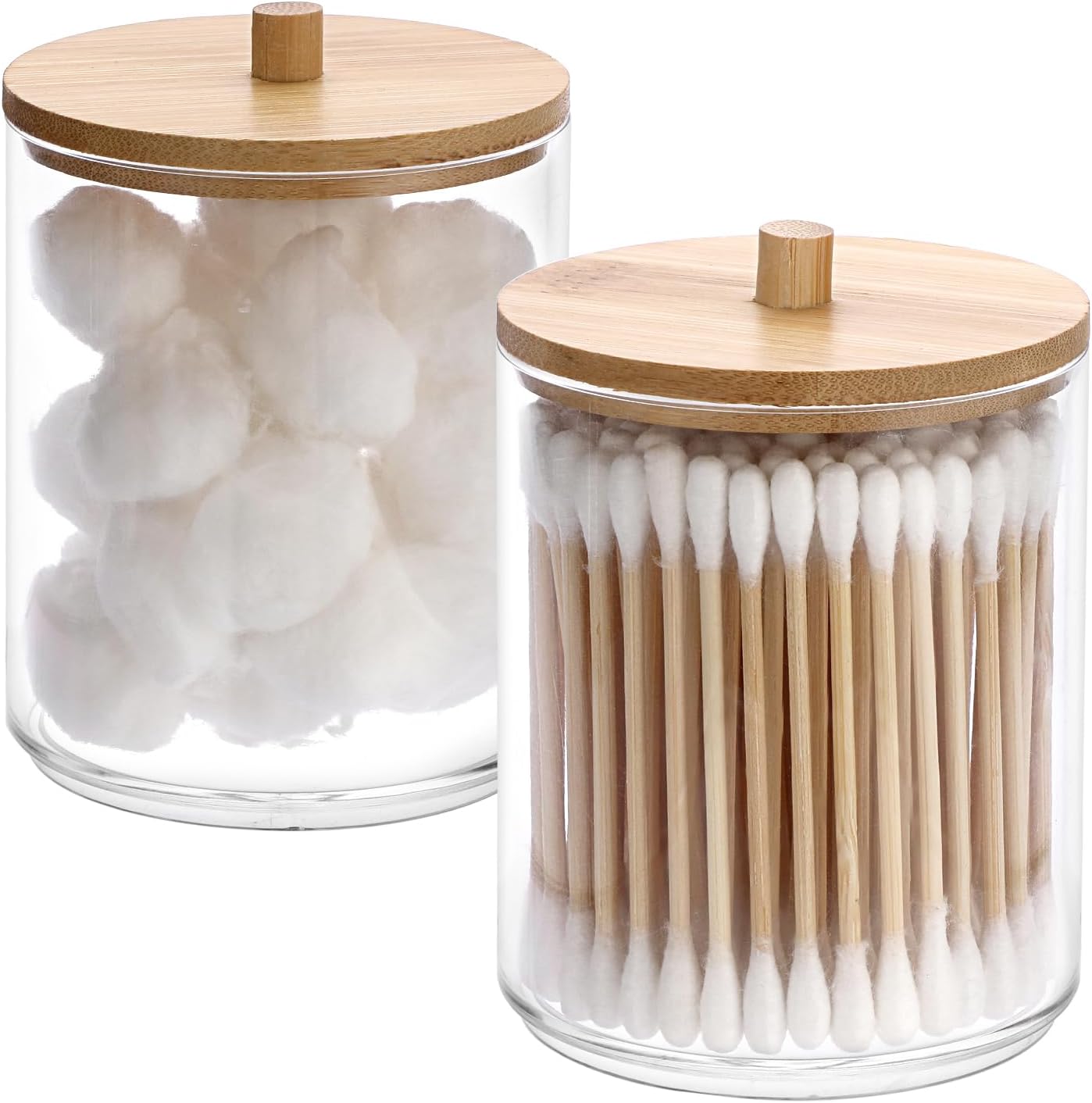 Hipiwe 2-Pack Acrylic Q-Tip Holder with Lid