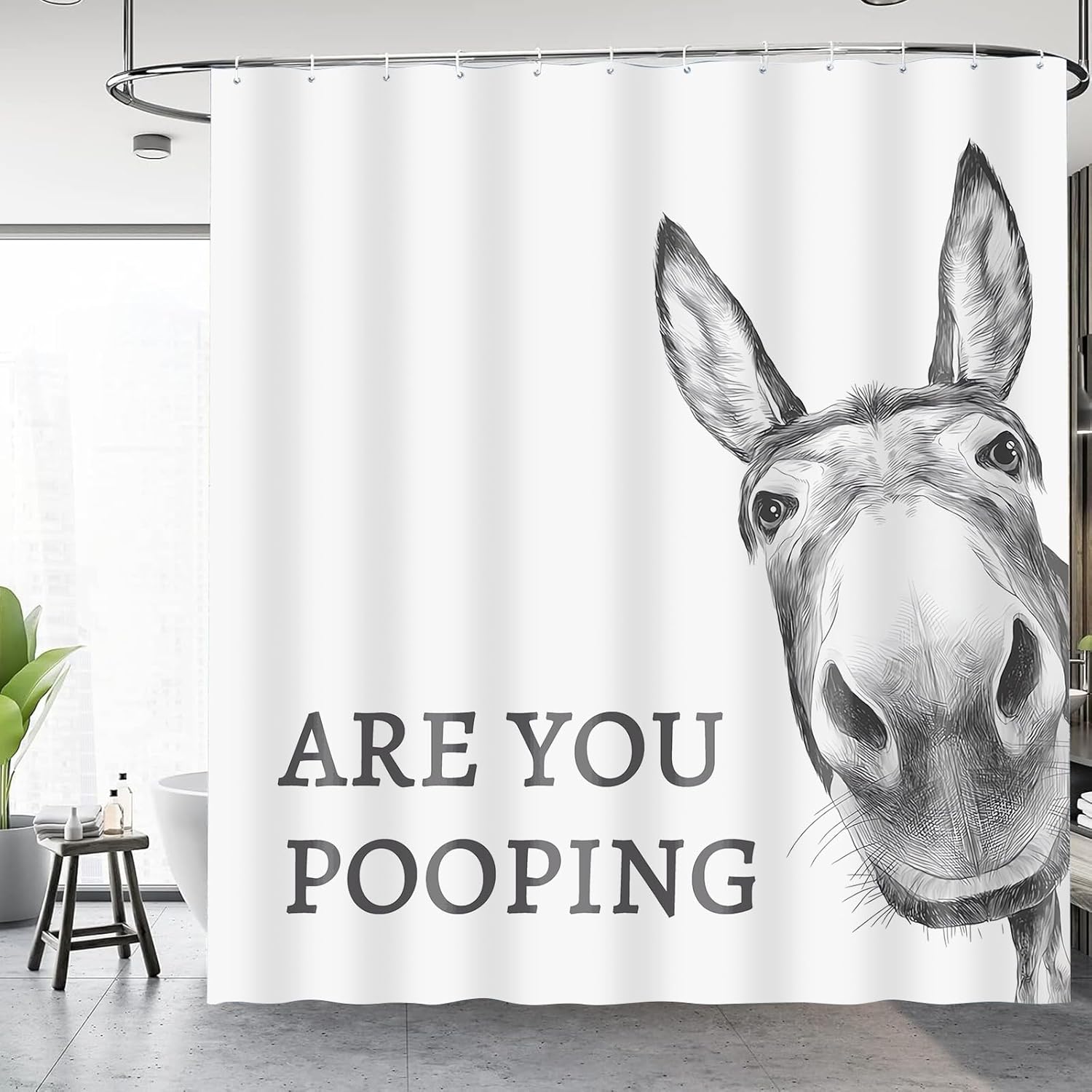 Funny Donkey Shower Curtain Set - Waterproof and Whimsical