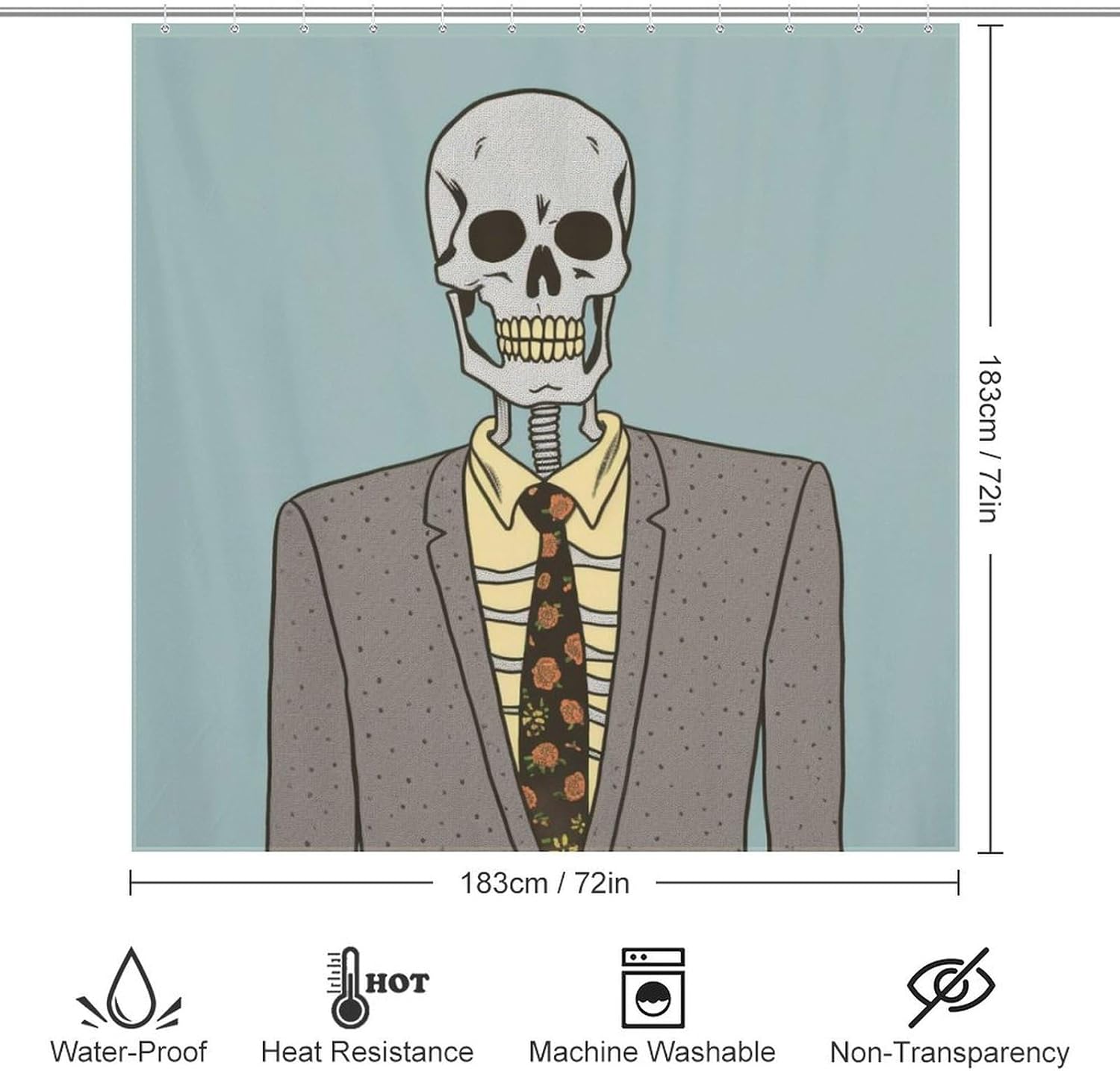 TIYAANDSY Boho Skull Shower Curtain Set 72x72in