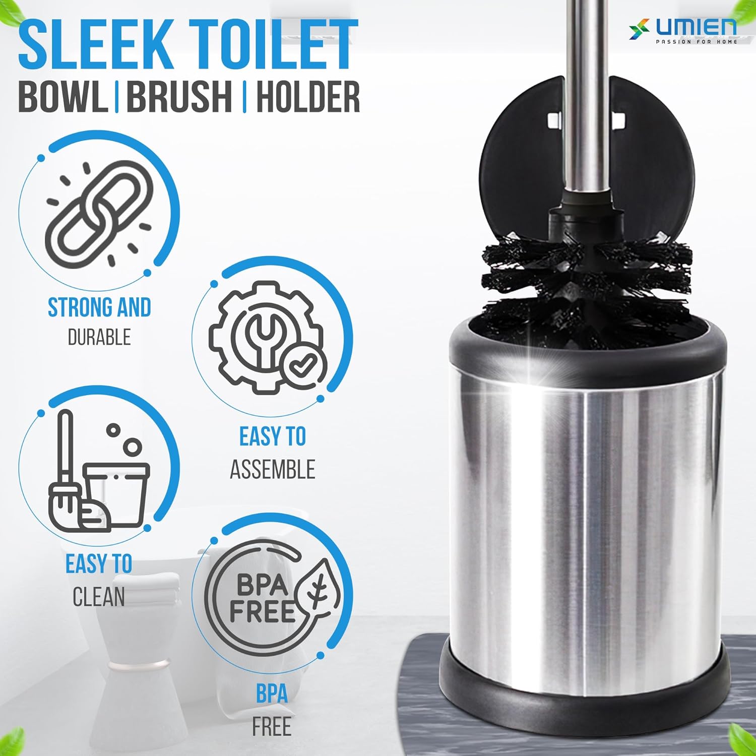 UMIEN Toilet Brush with Lid and Canister