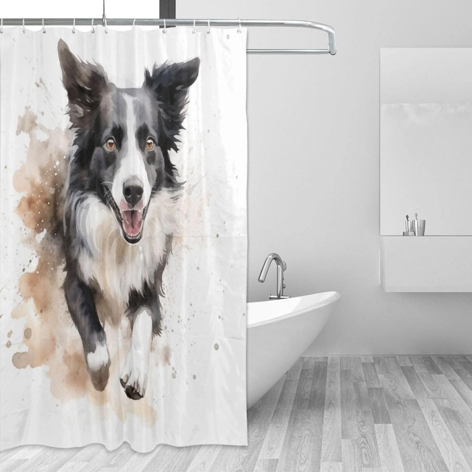Boho Animal Print Shower Curtain Set with 12 Hooks 72x72in