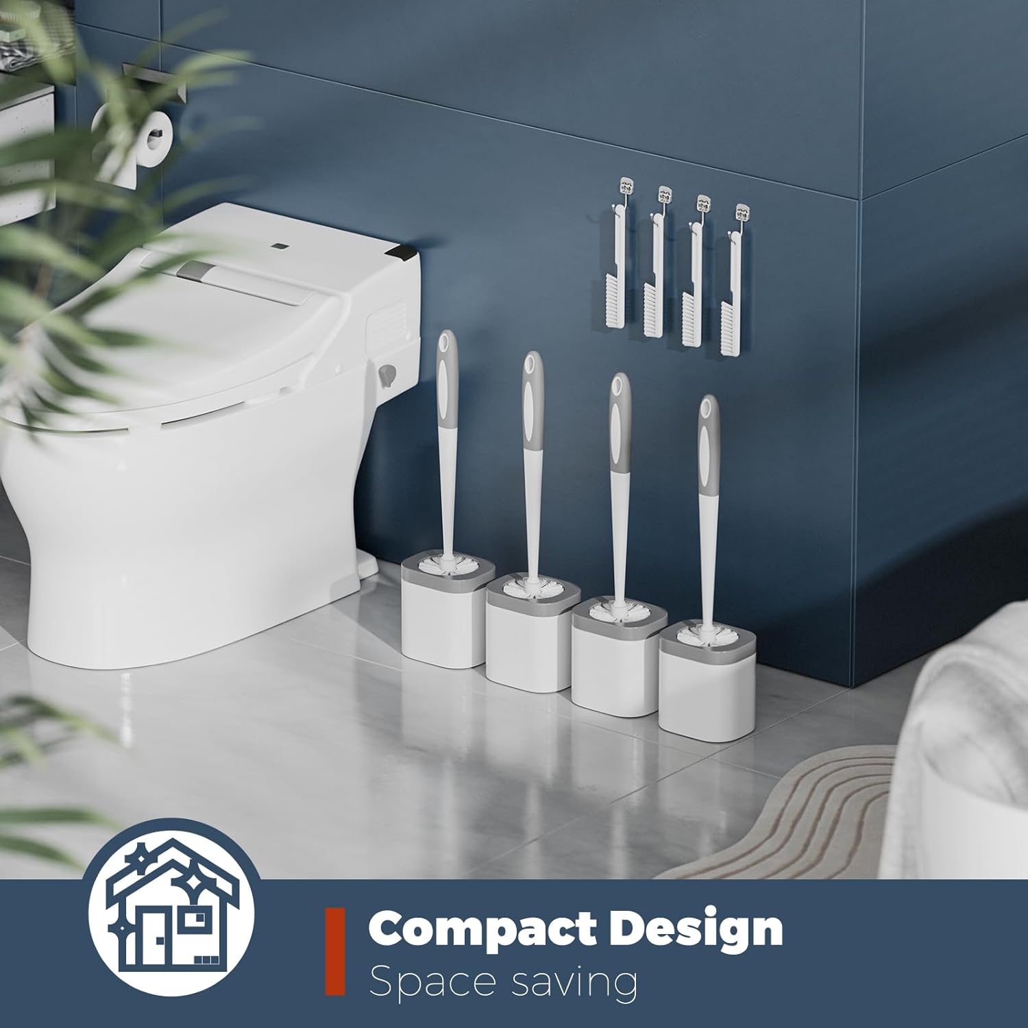 Holaloha 4 Pack Toilet Brush and Holder Set