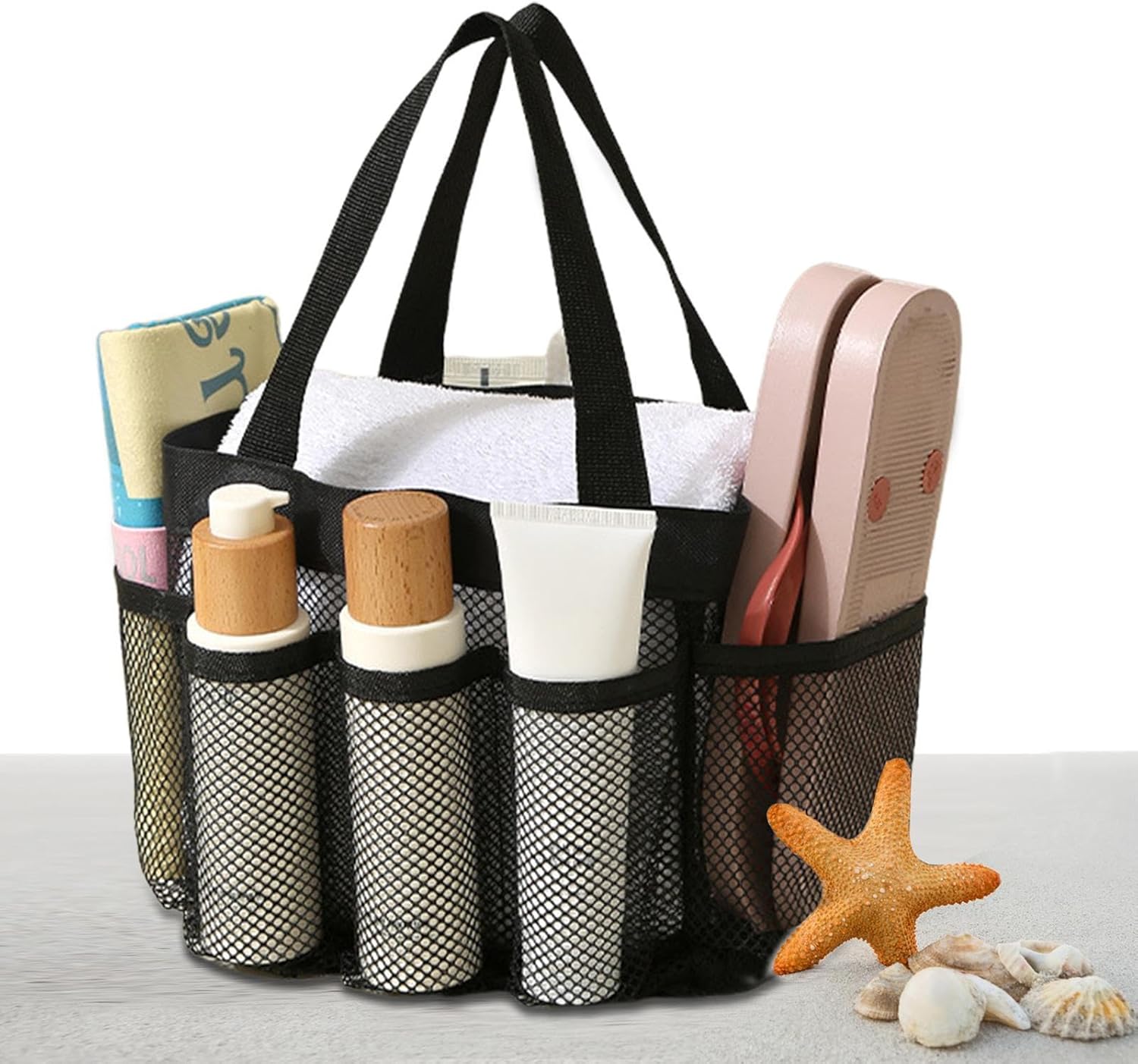 Portable Mesh Shower Bag - Large Capacity for Travel and Camping