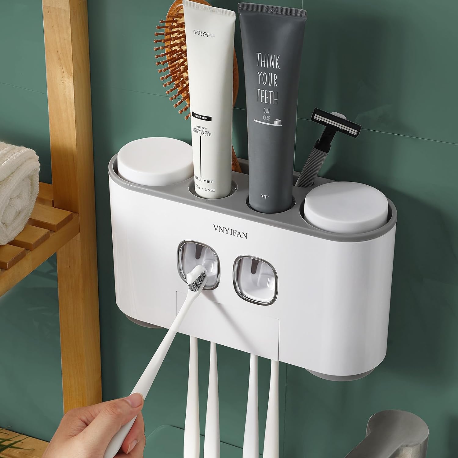 VNYIFAN Multifunctional Wall Mounted Toothbrush Holder Set