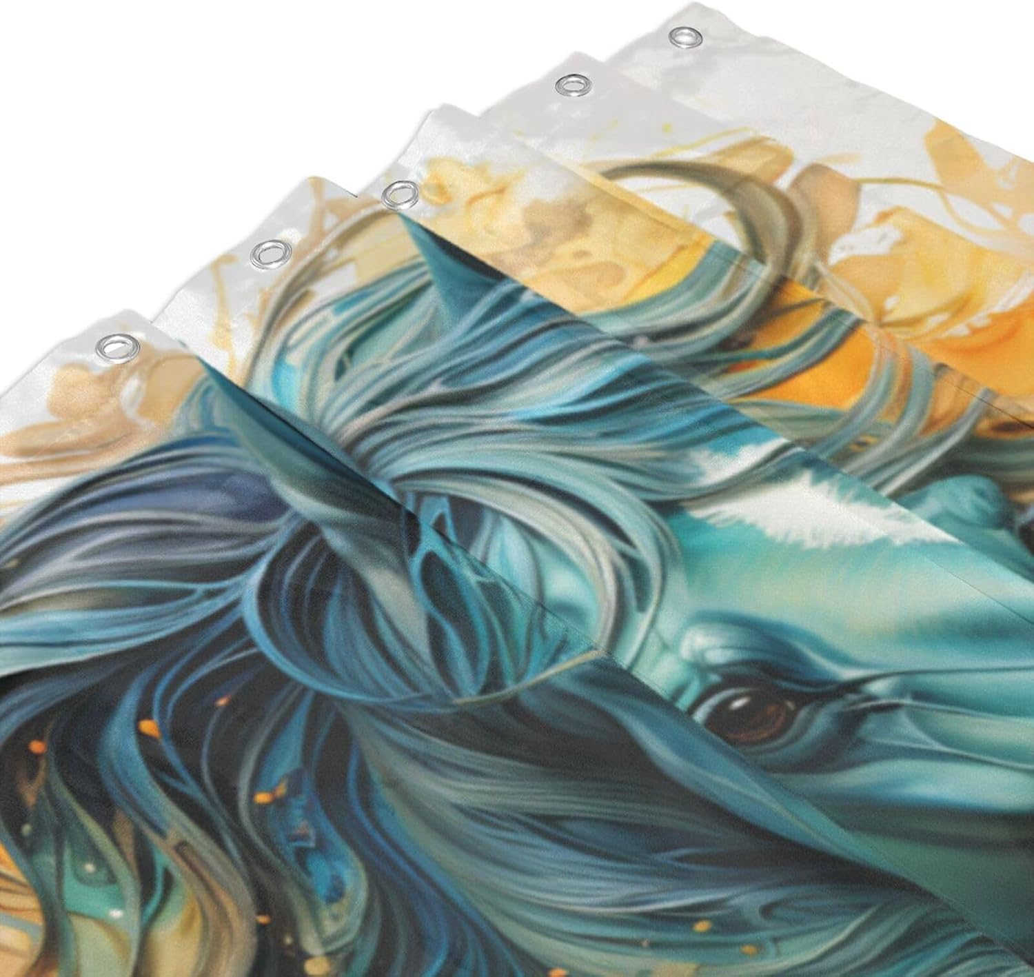 Green Horse Shower Curtain Set with 12 Hooks 72x72in