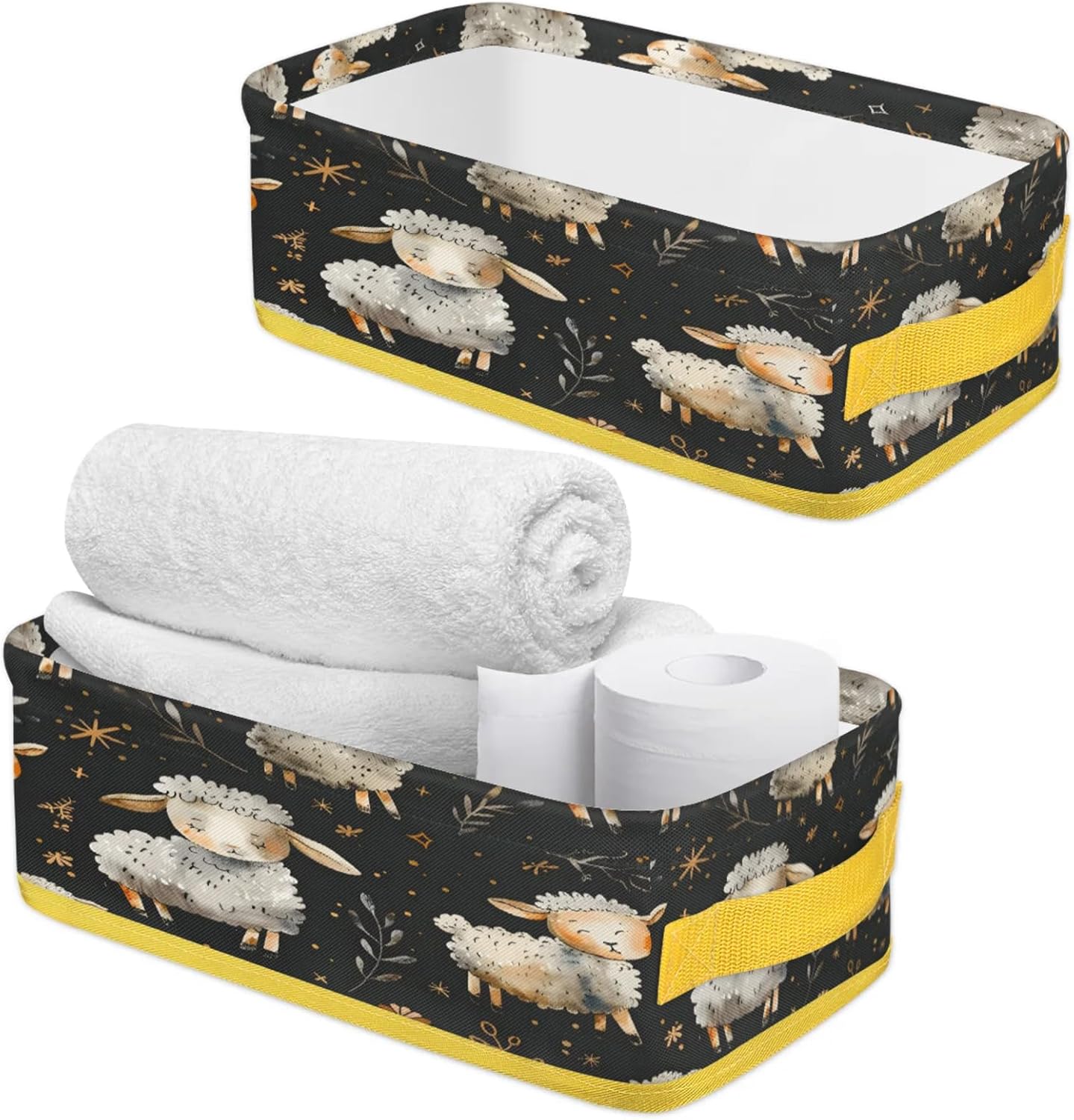 Cute Sheep Toilet Paper Storage Basket with Handles 1
