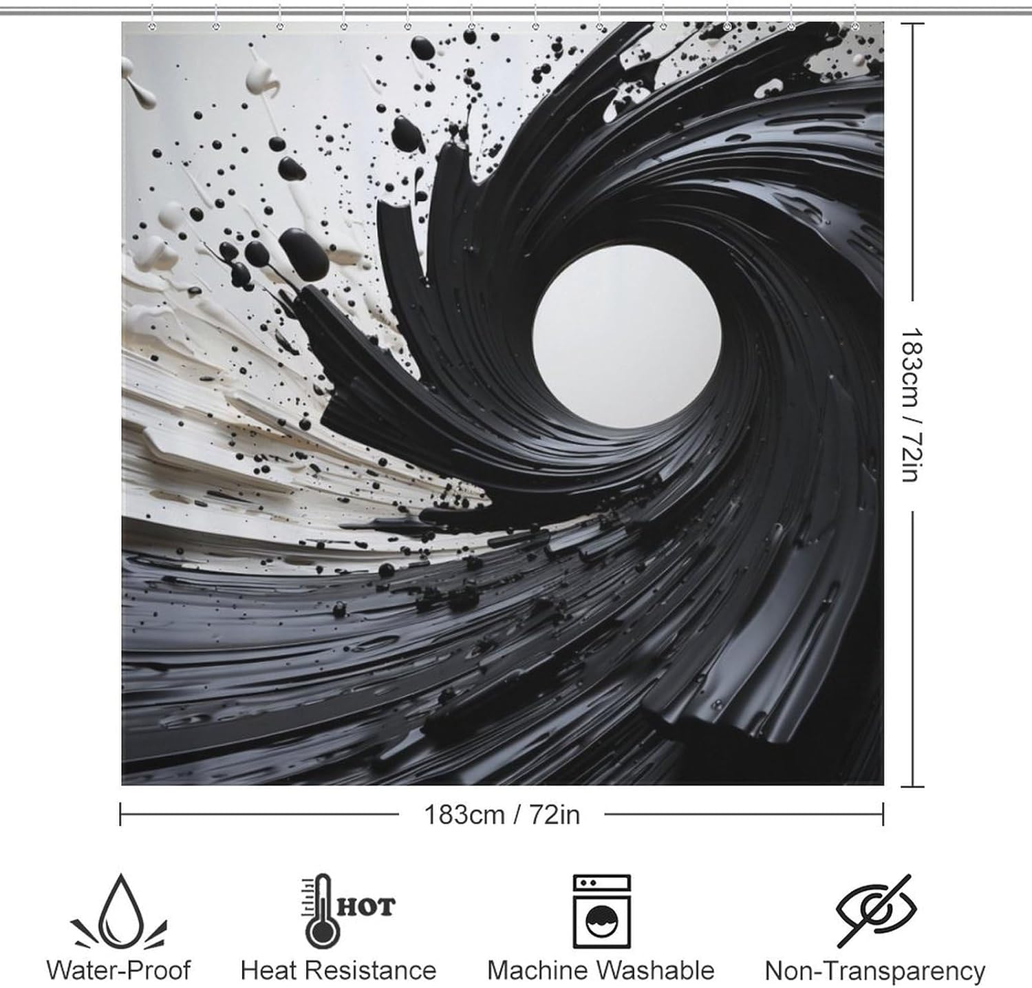 Abstract Oil Painting Shower Curtain Set 72x72in Waterproof Luxury Fabric with 12 Hooks