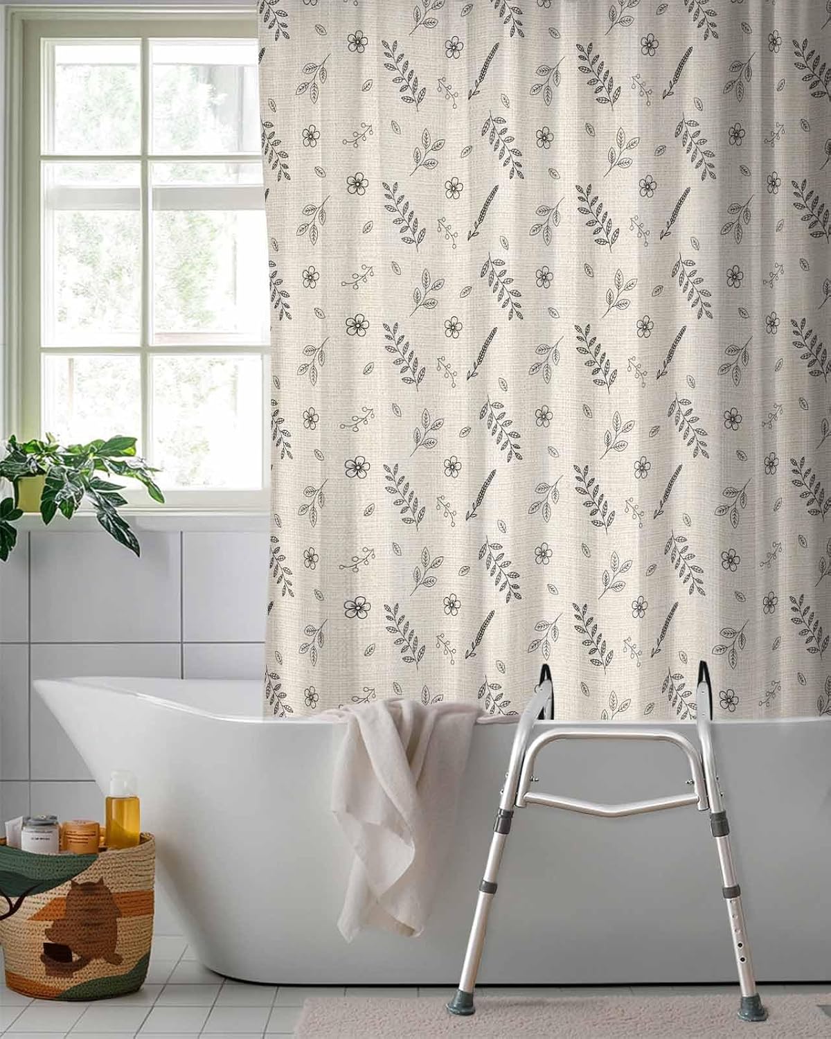 Shijiao Split Shower Curtain with Hooks and 2 Slits