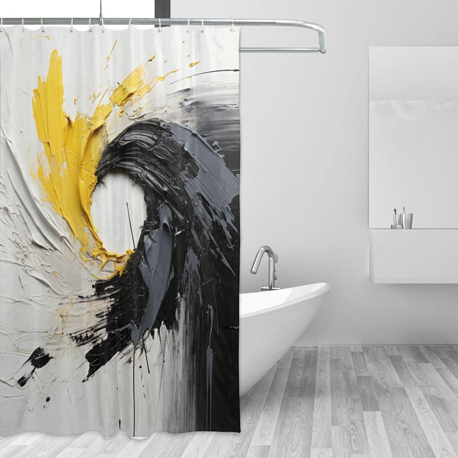 TIYAANDSY Abstract Shower Curtain Set 72x72in with 12 Hooks