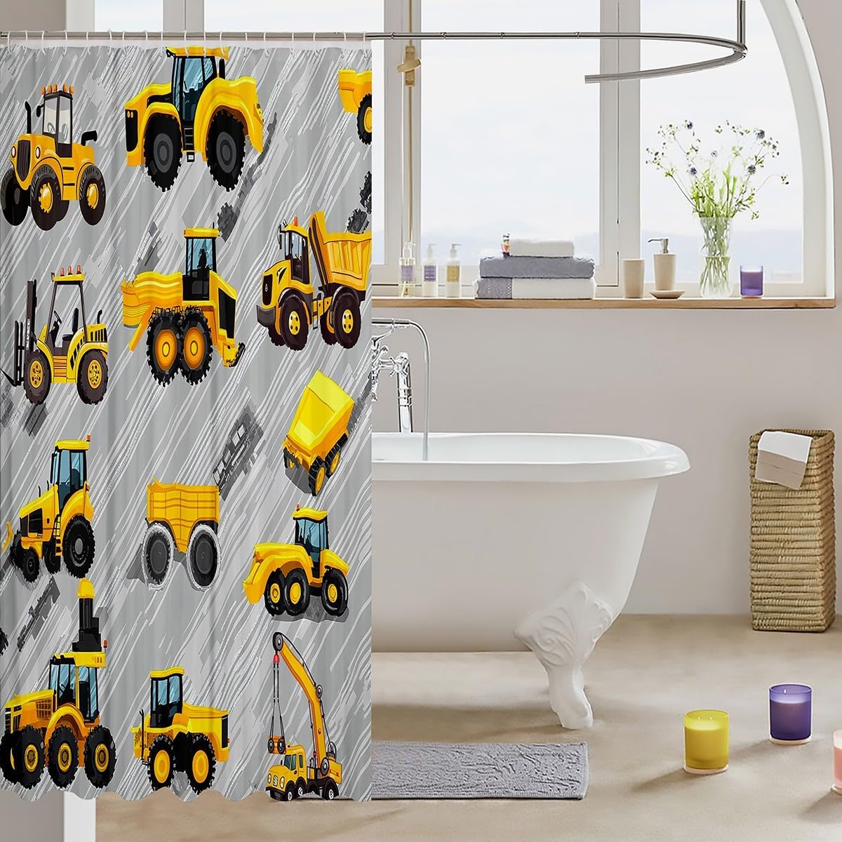 Erosebridal Boys Tractor Shower Curtain Set 72x72